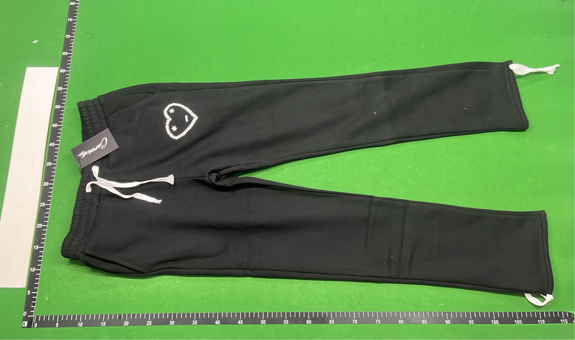 Black Heart Embroidered Hoodie with Pink Drawstrings