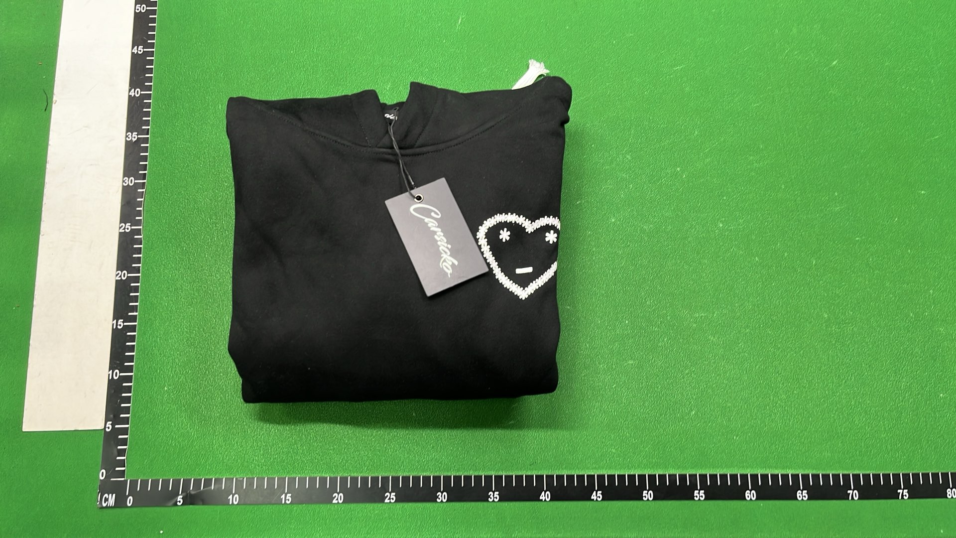 Black Heart Embroidered Hoodie with Pink Drawstrings