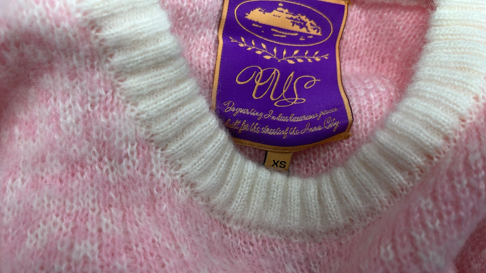 Pink Knit Sweater with Abstract Pattern