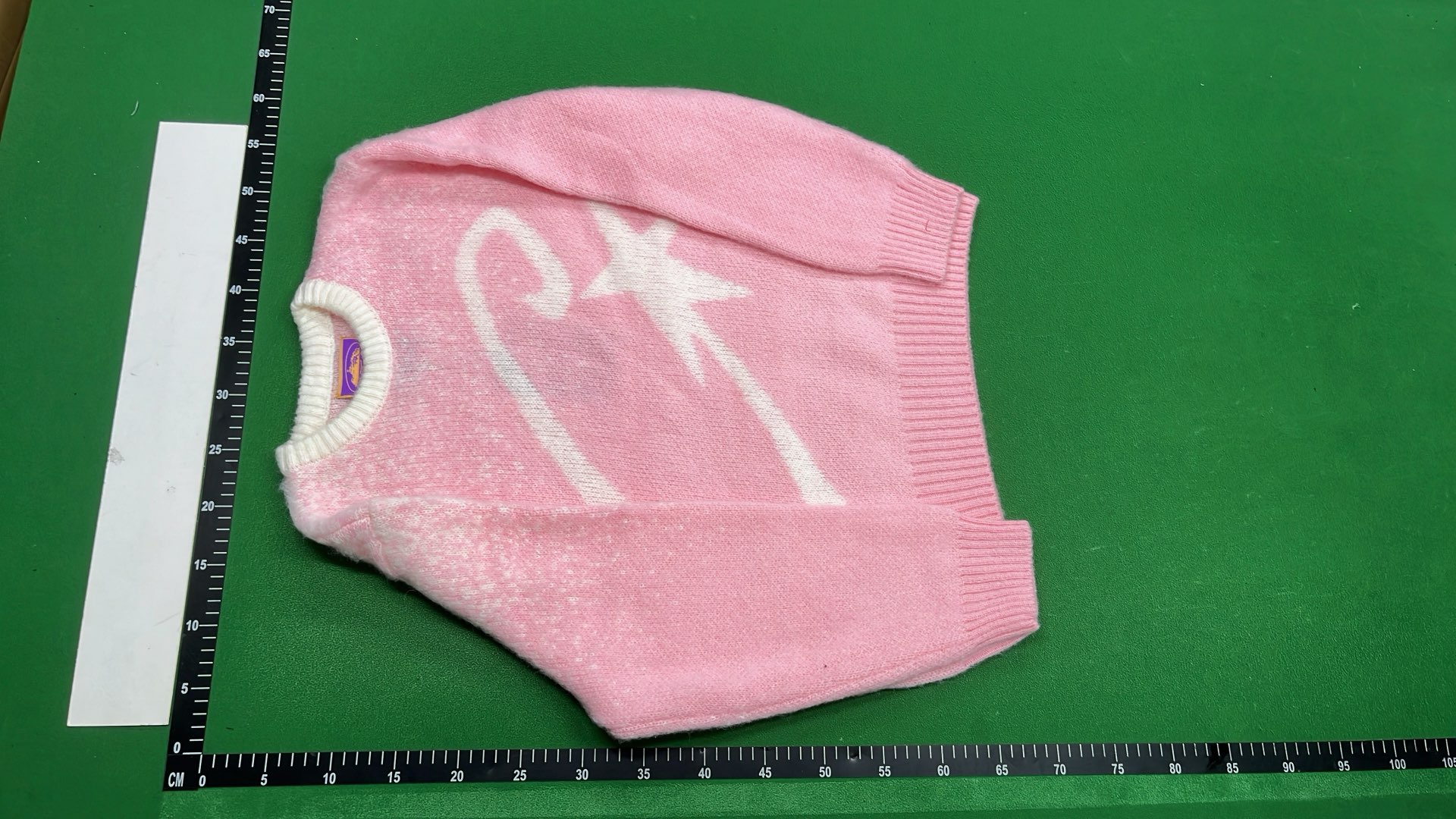 Pink Knit Sweater with Abstract Pattern