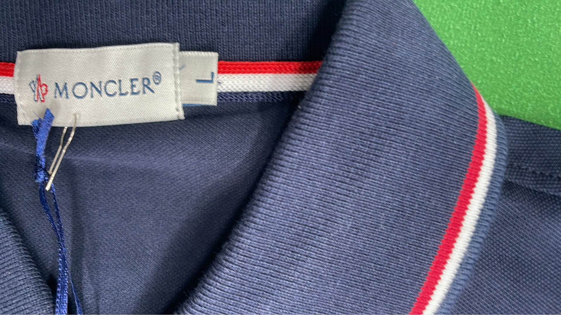 Moncler Men's Navy Polo Shirt with Logo and Trim