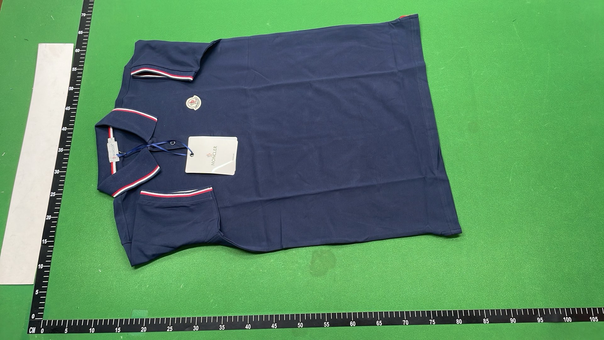 Moncler Men's Navy Polo Shirt with Logo and Trim
