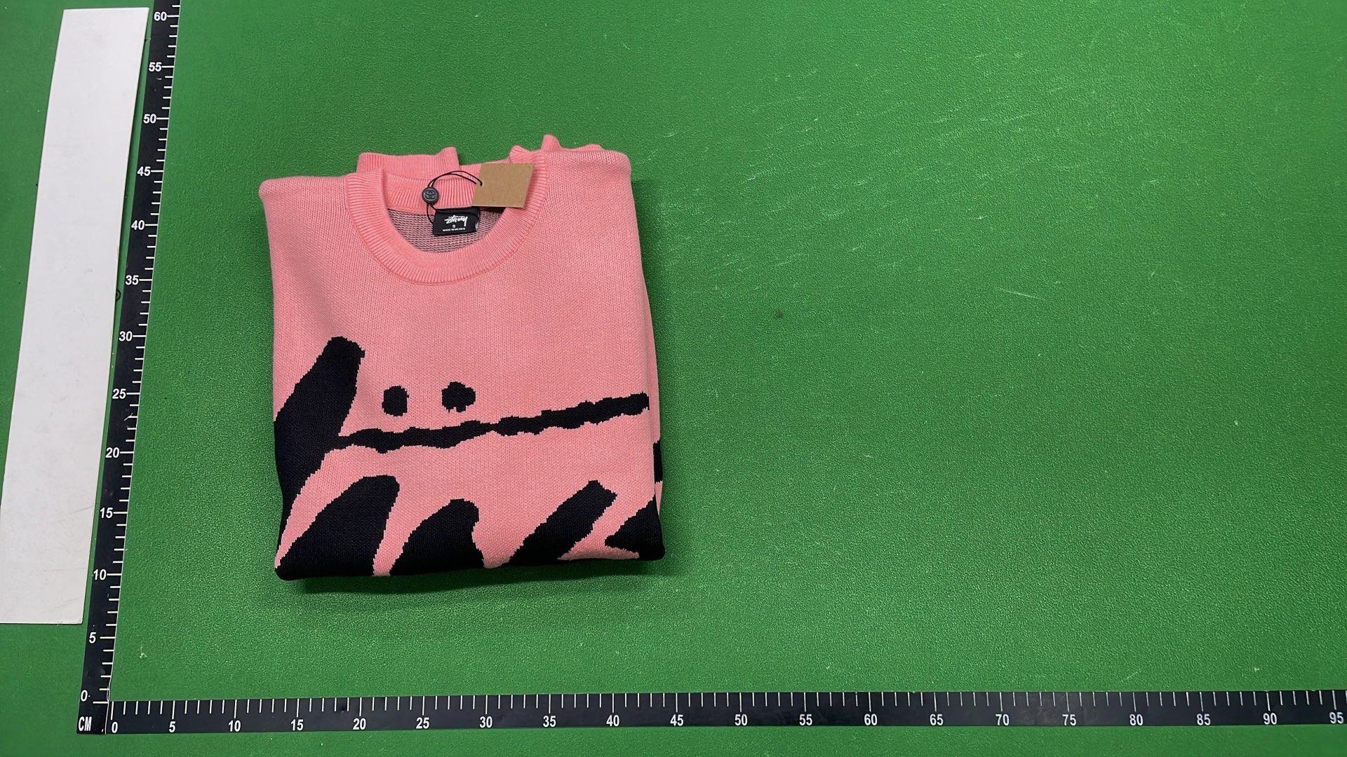 Stussy Pink Knit Sweater with Black Logo Design