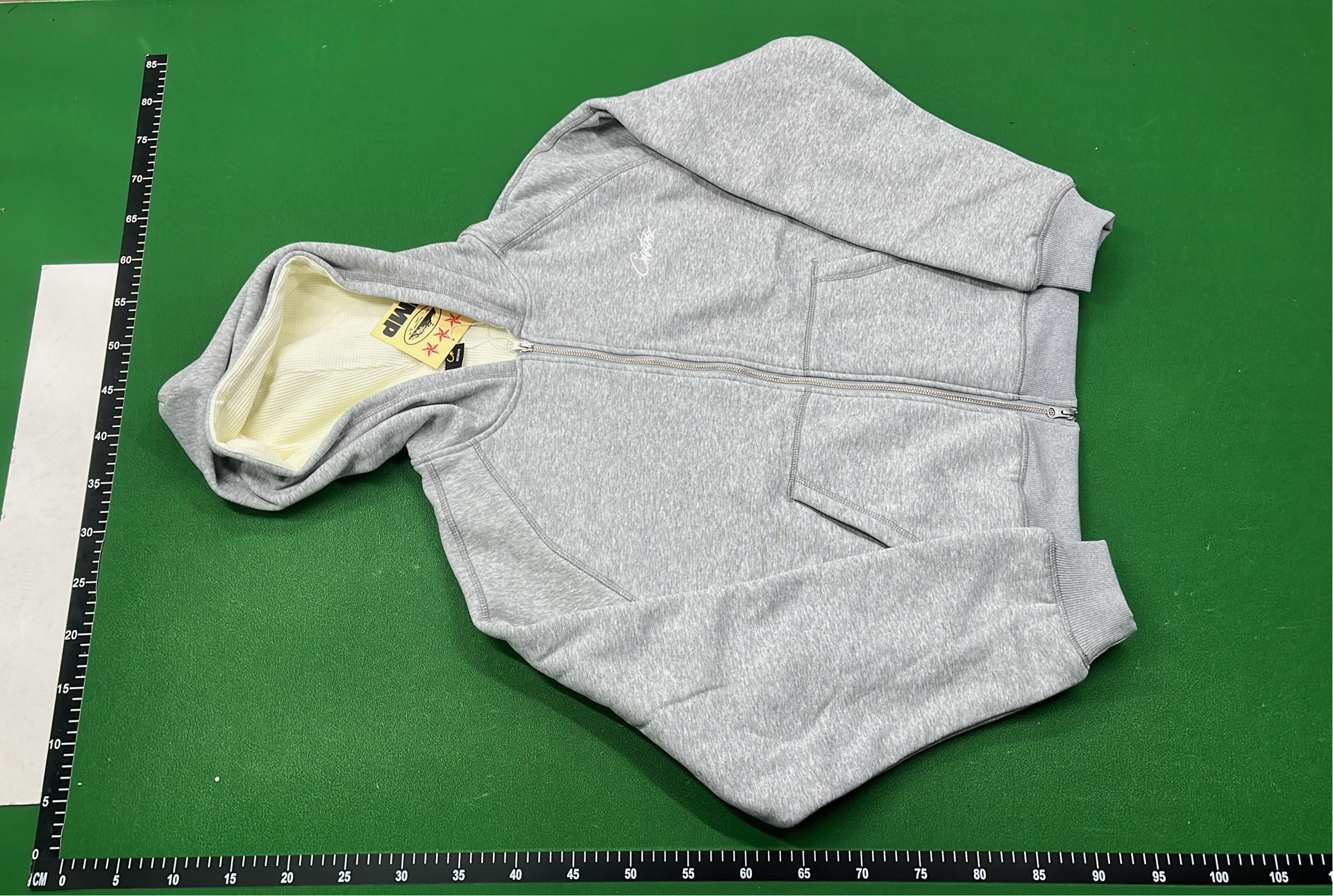 Gray Zip-Up Hoodie with Cream Lining