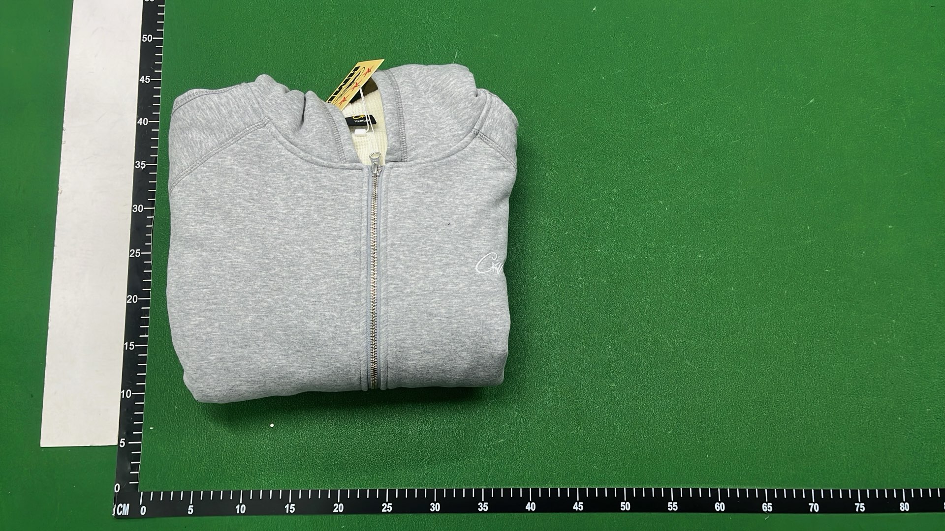 Gray Zip-Up Hoodie with Cream Lining