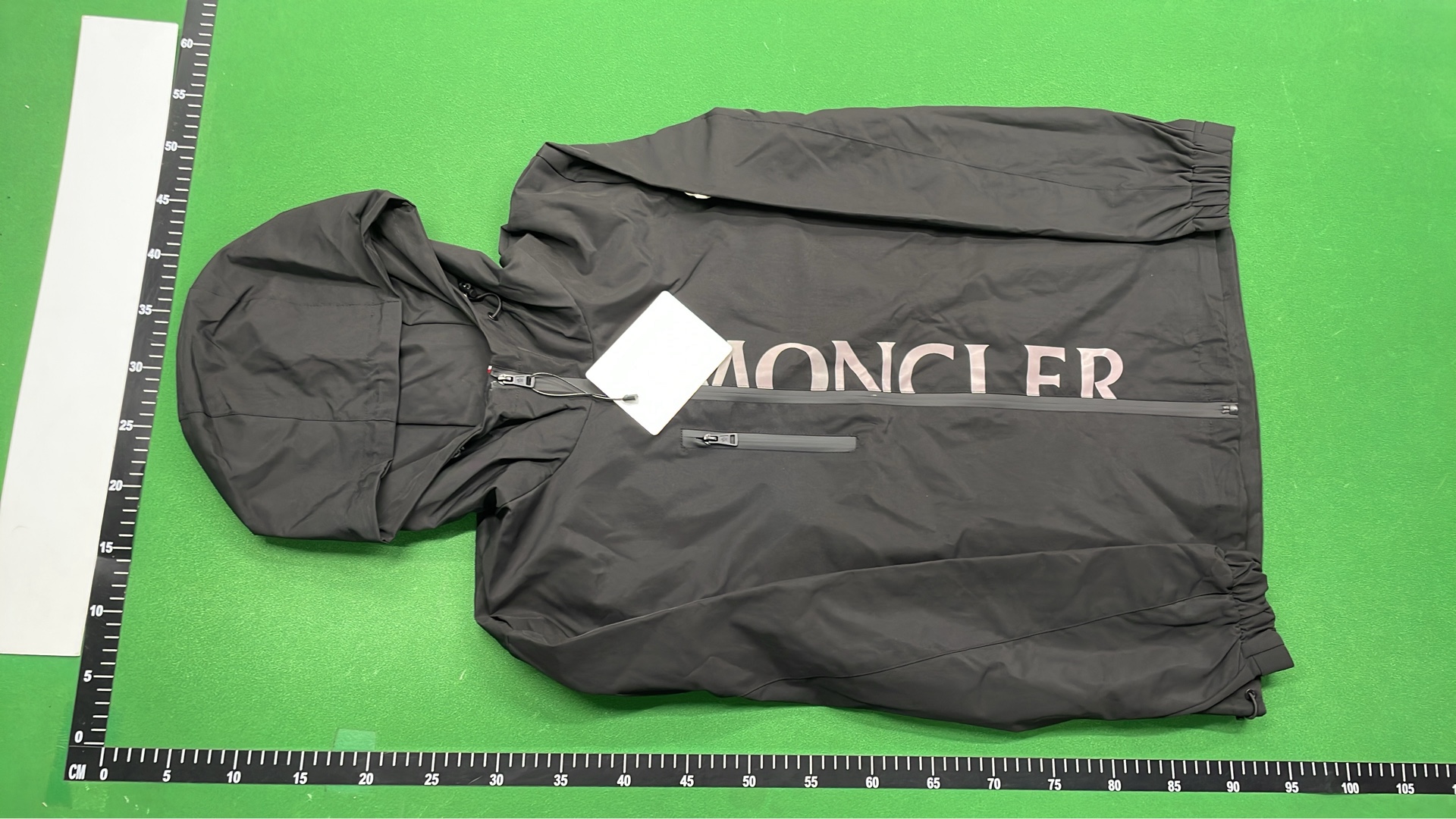 Moncler Black Hooded Jacket with Logo Print