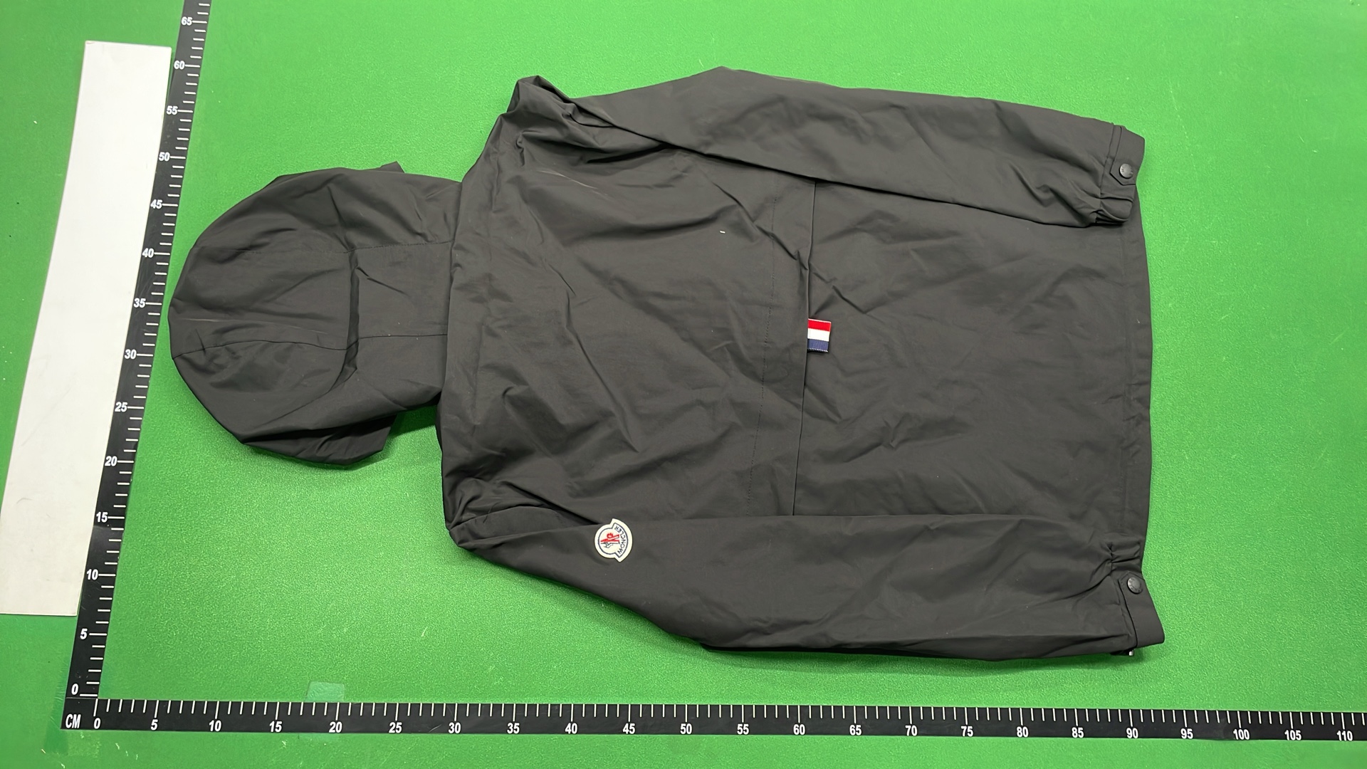 Moncler Black Hooded Jacket with Logo Print