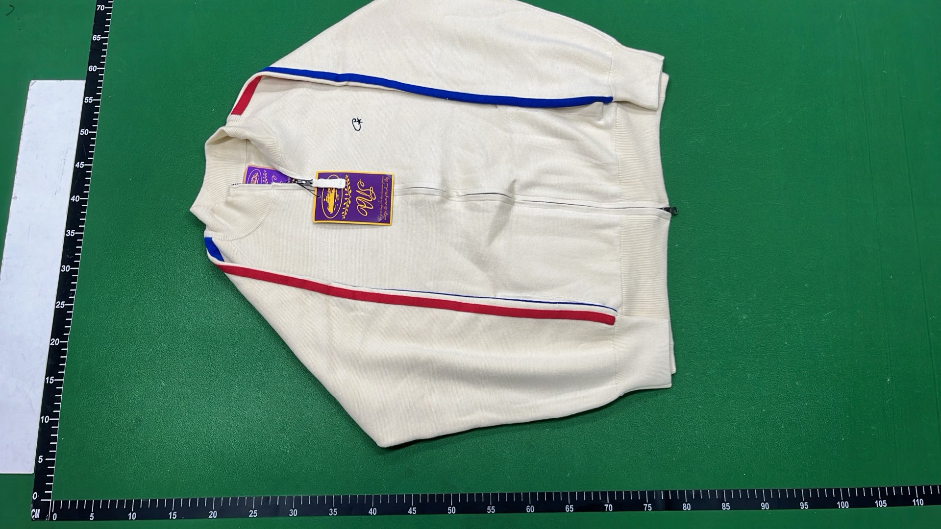 Corte Track Jacket - White and Black with Red Blue Stripes