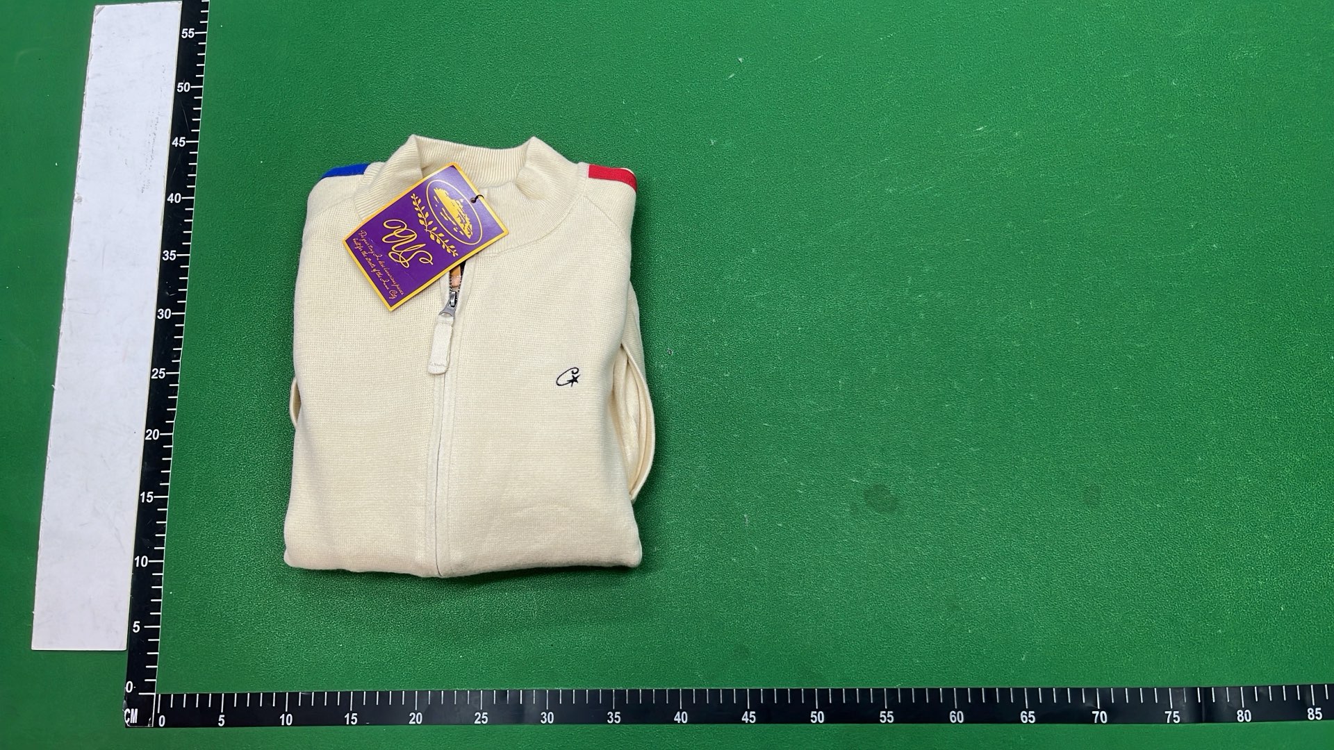 Corte Track Jacket - White and Black with Red Blue Stripes