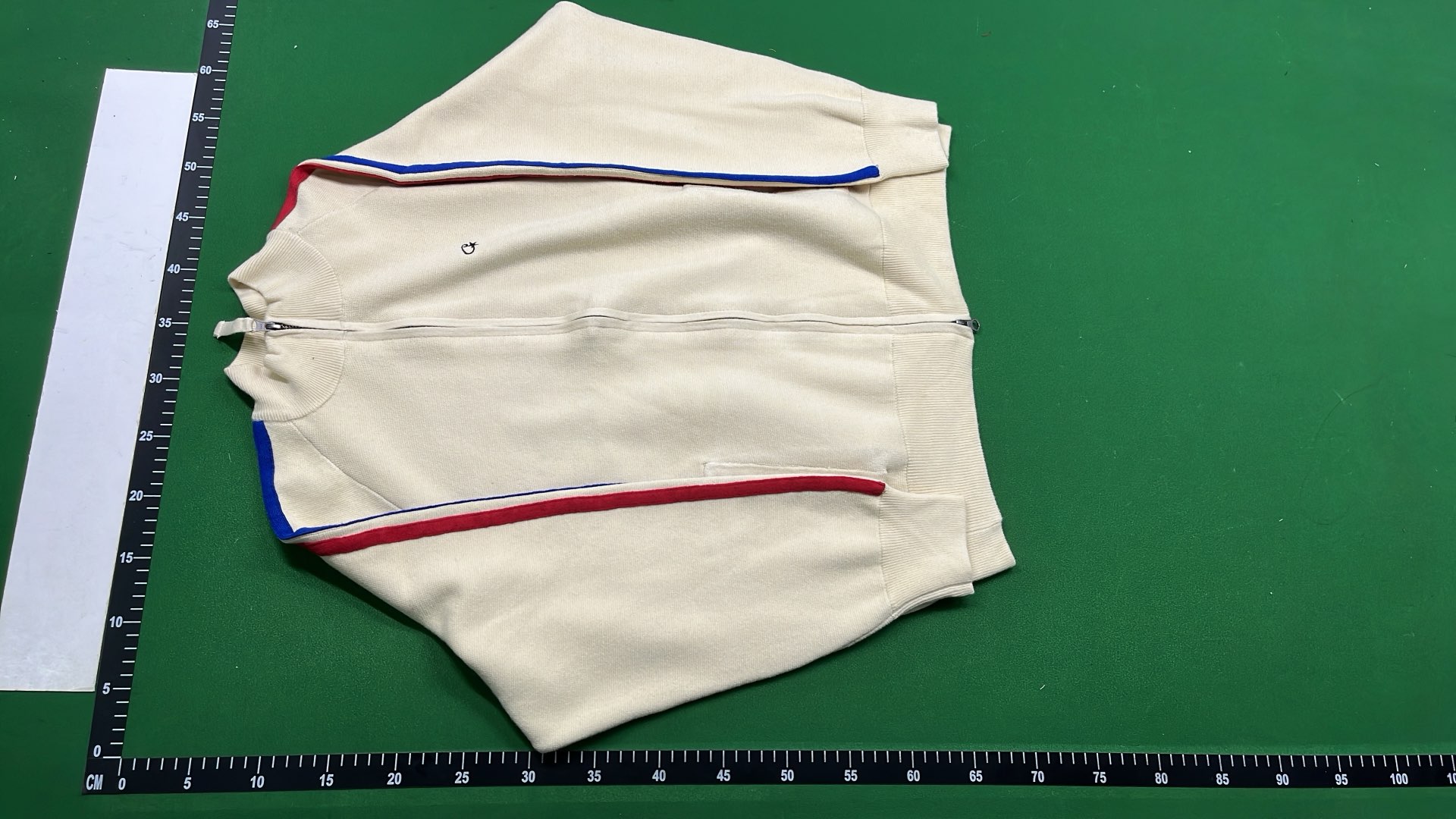 Corte Track Jacket - White and Black with Red Blue Stripes