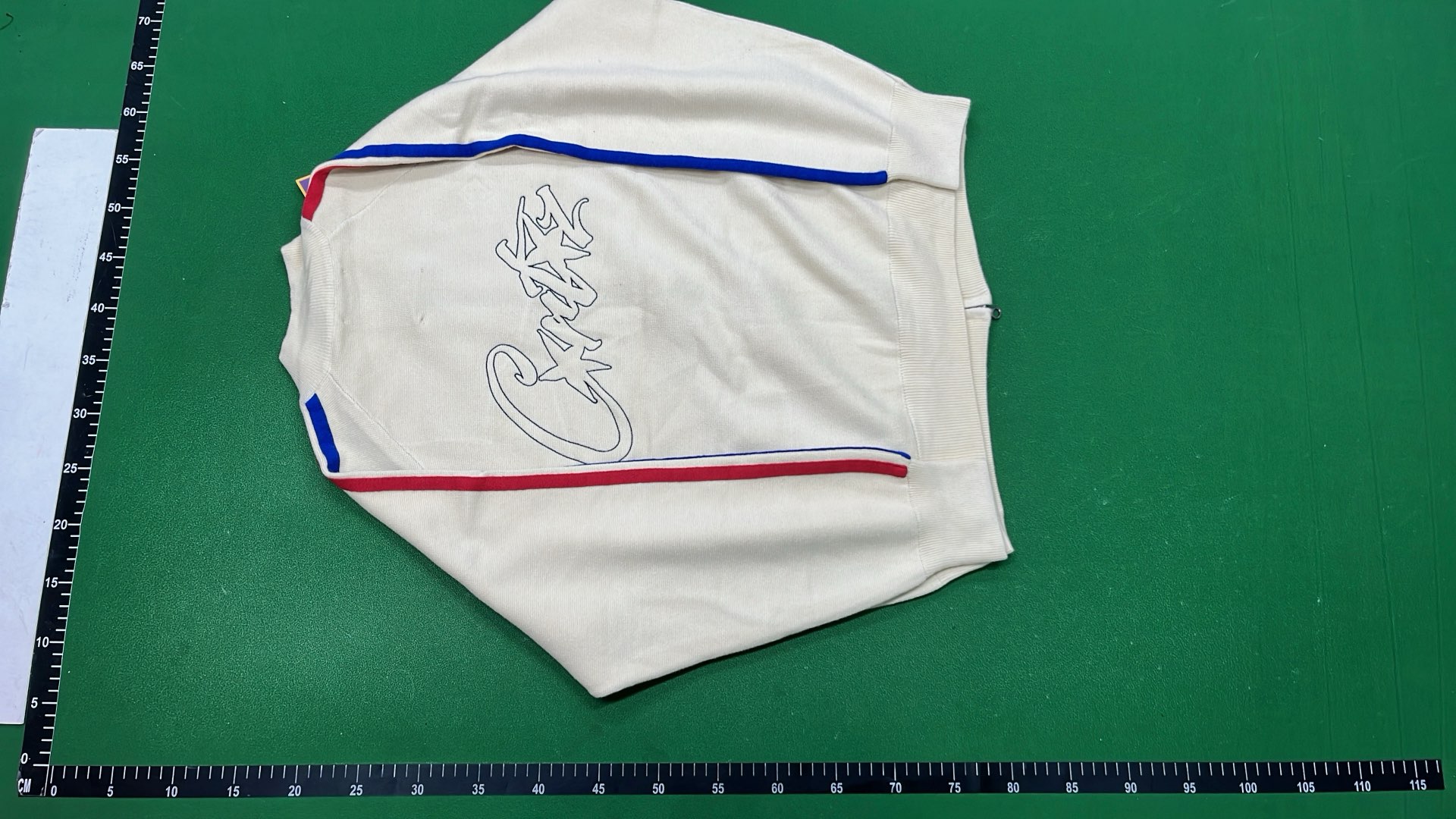 Corte Track Jacket - White and Black with Red Blue Stripes