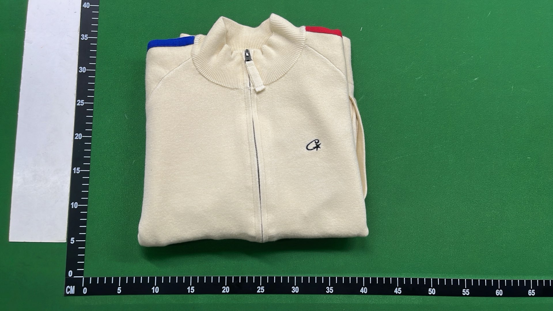 Corte Track Jacket - White and Black with Red Blue Stripes