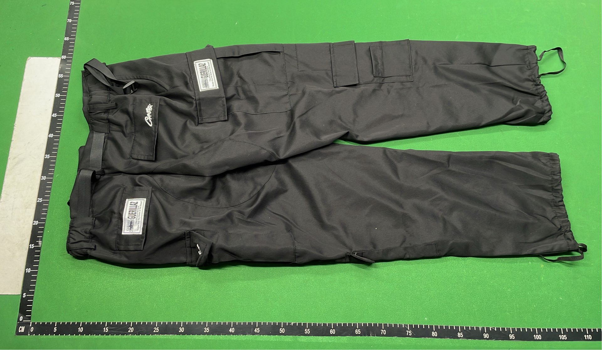 Black Cargo Pants with White Graphic Design
