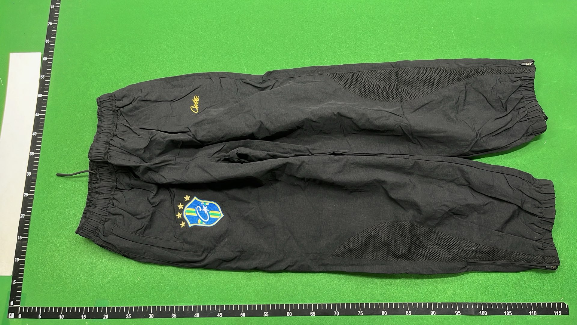 Black Celtic Brand Track Pants with Logo and Mesh Panels