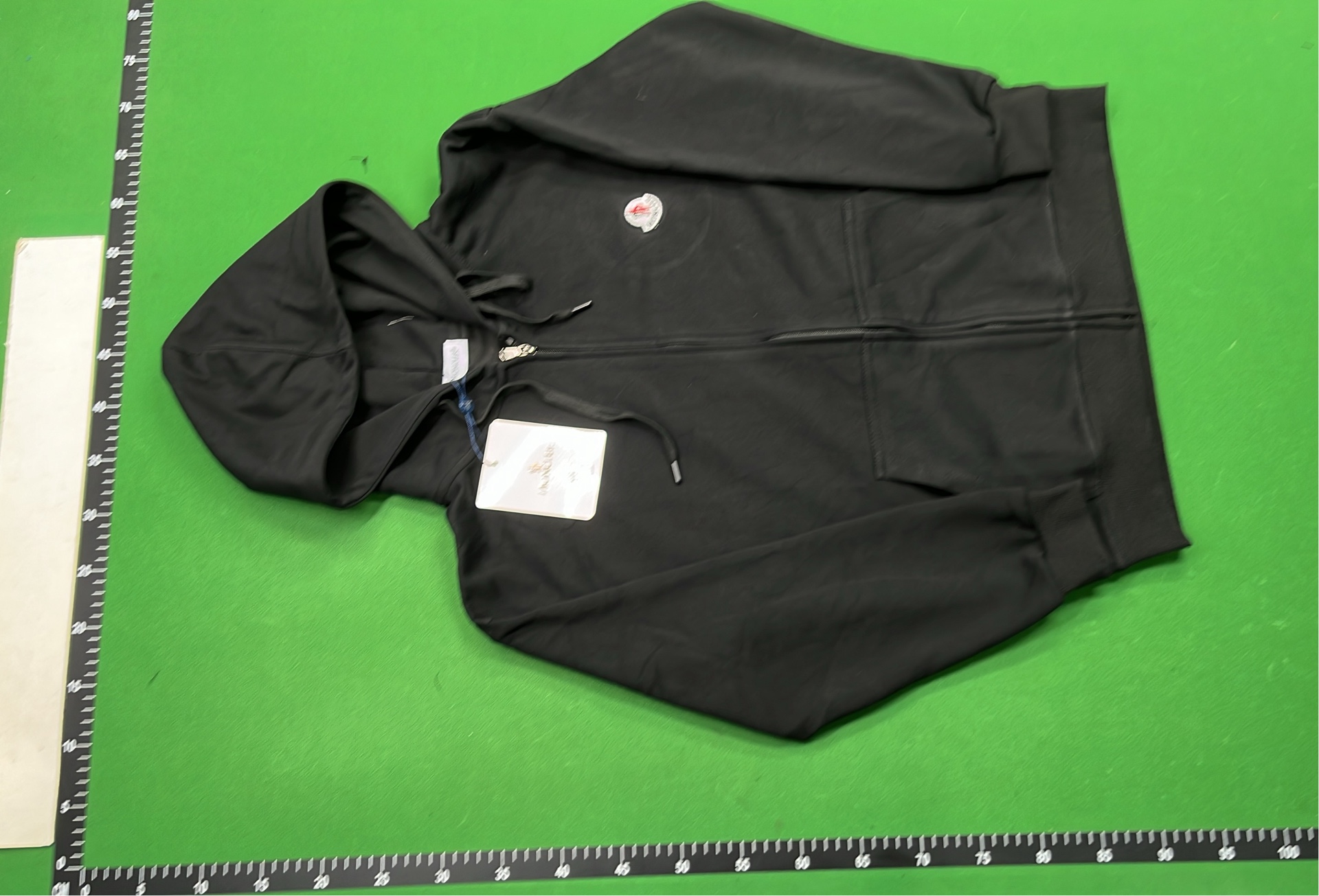 White Moncler Zip-Up Hoodie with Logo Patch