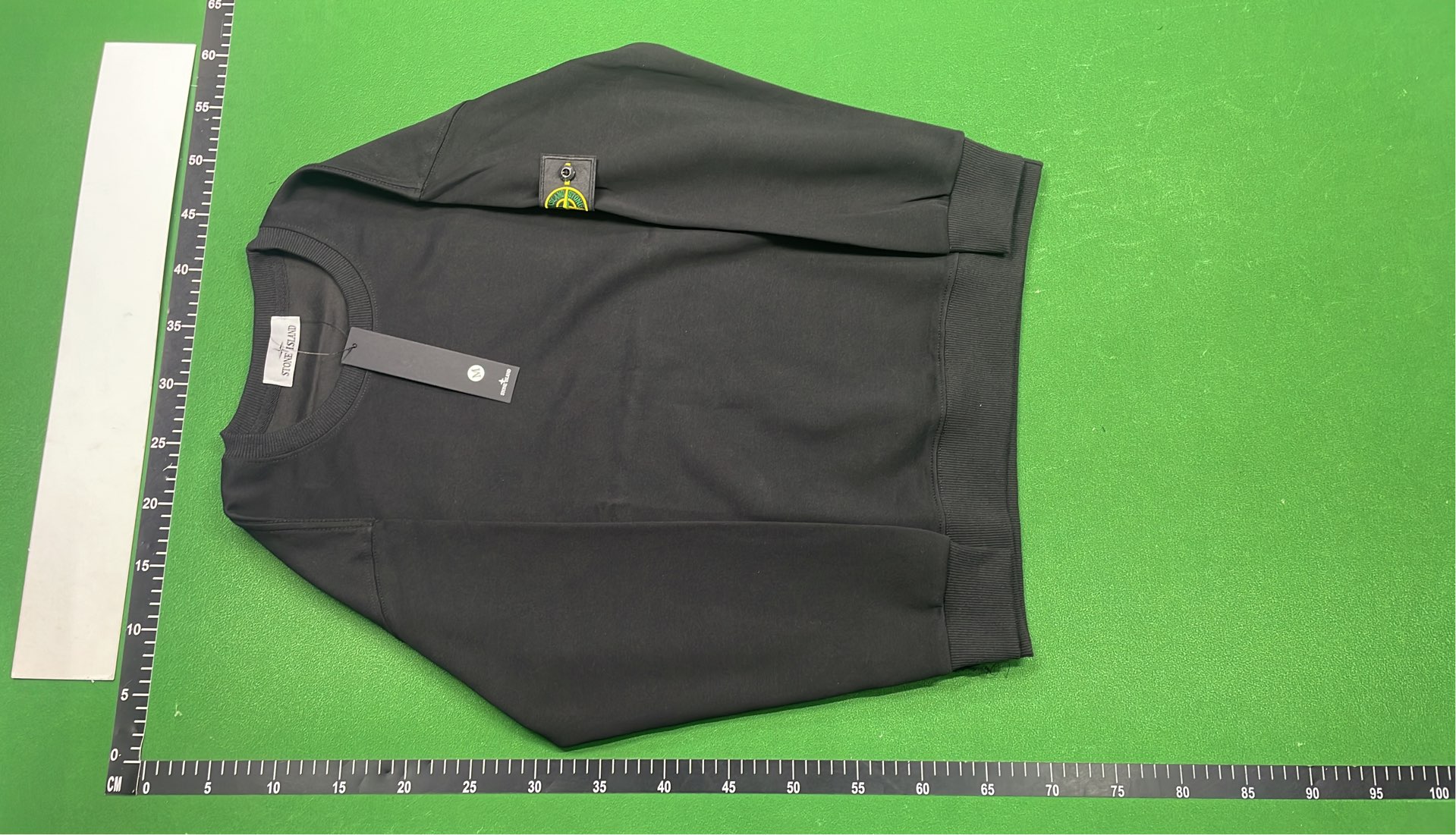 Stone Island Black Crewneck Sweatshirt with Logo Patch