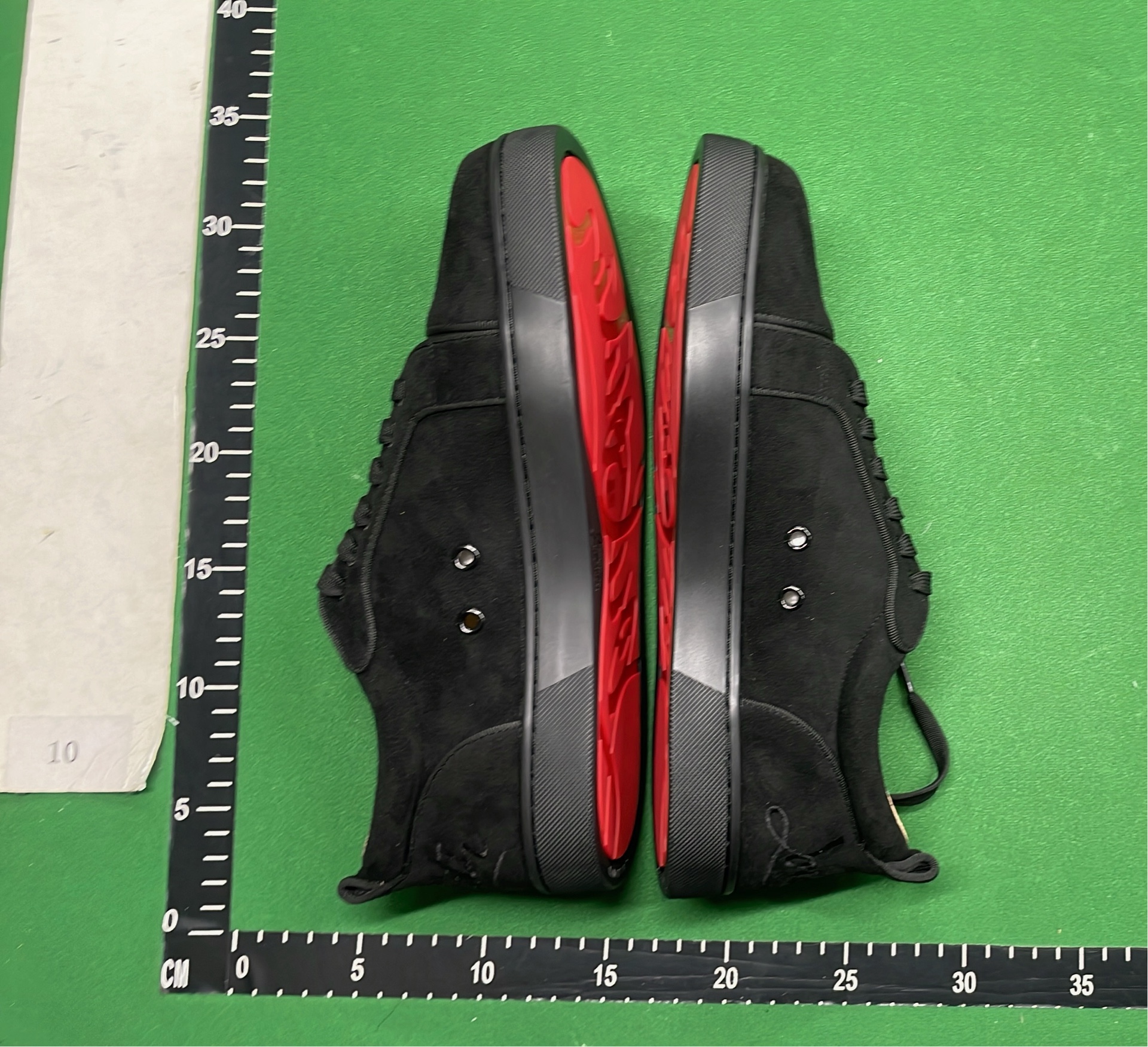 Black Spike Low Top Sneakers with Red Sole