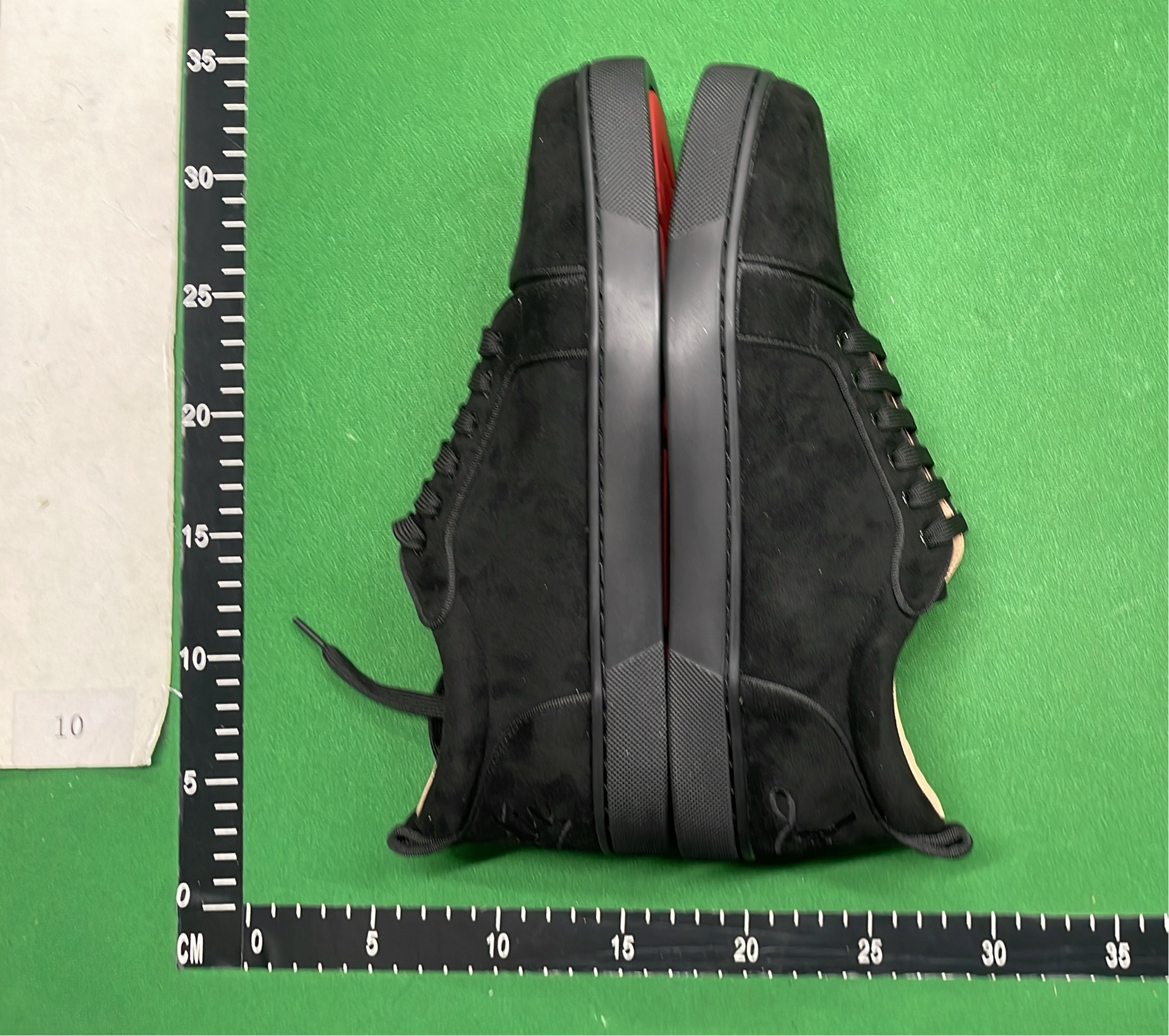 Black Spike Low Top Sneakers with Red Sole