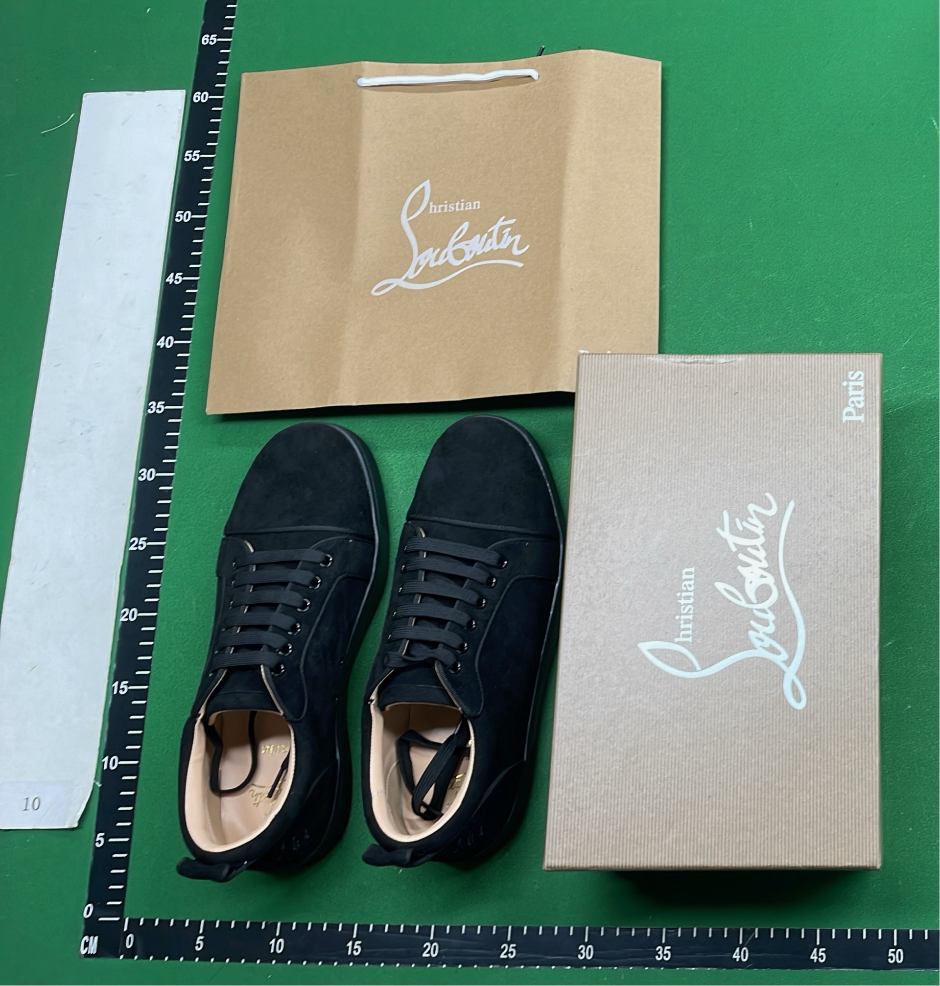 Black Spike Low Top Sneakers with Red Sole