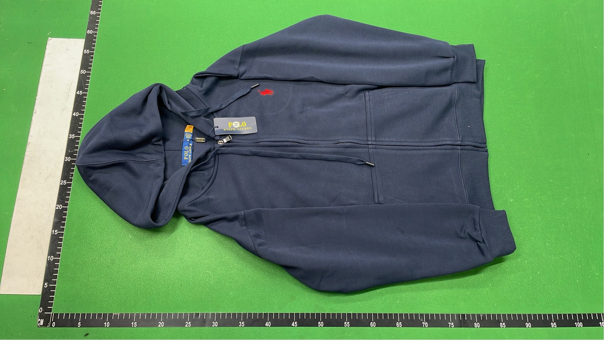 Black Full-Zip Hoodie with Red Pony Logo