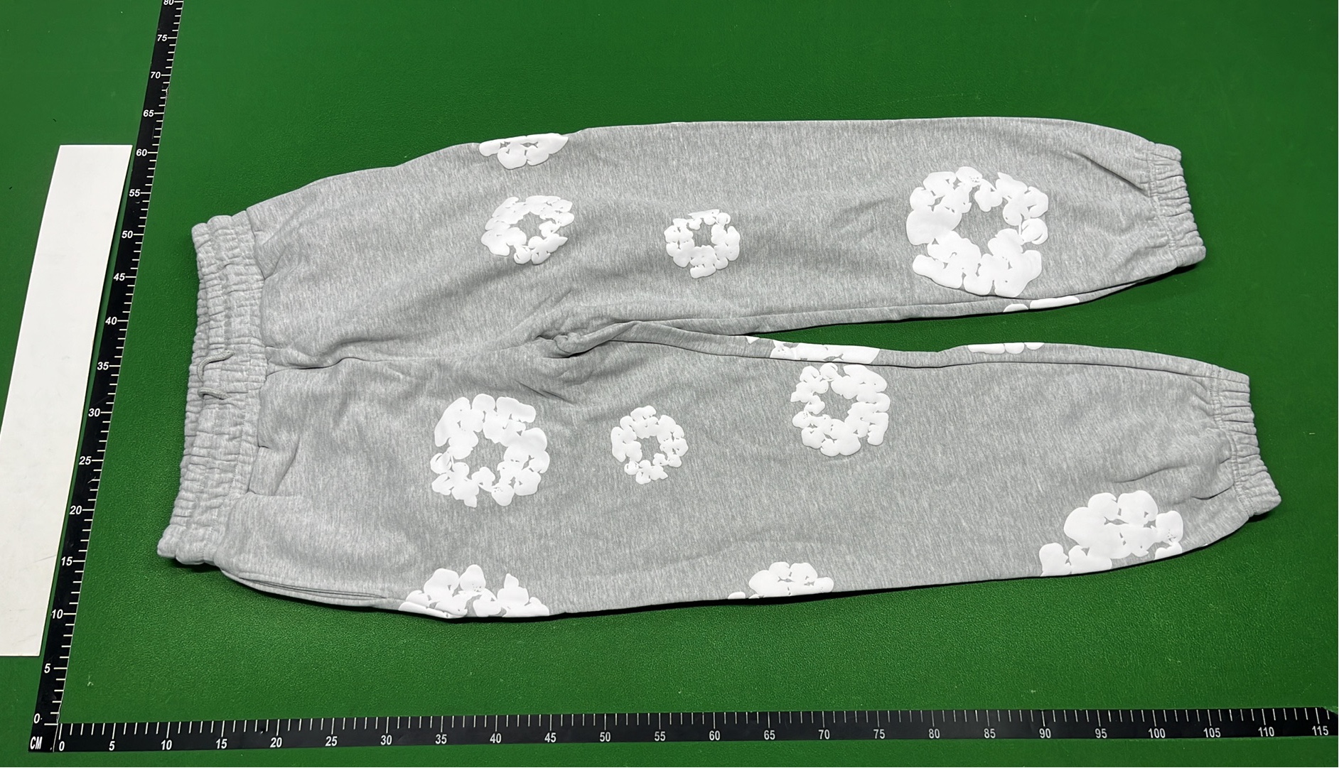 Olive Green Sweatpants with White Hair Scrunchie Print