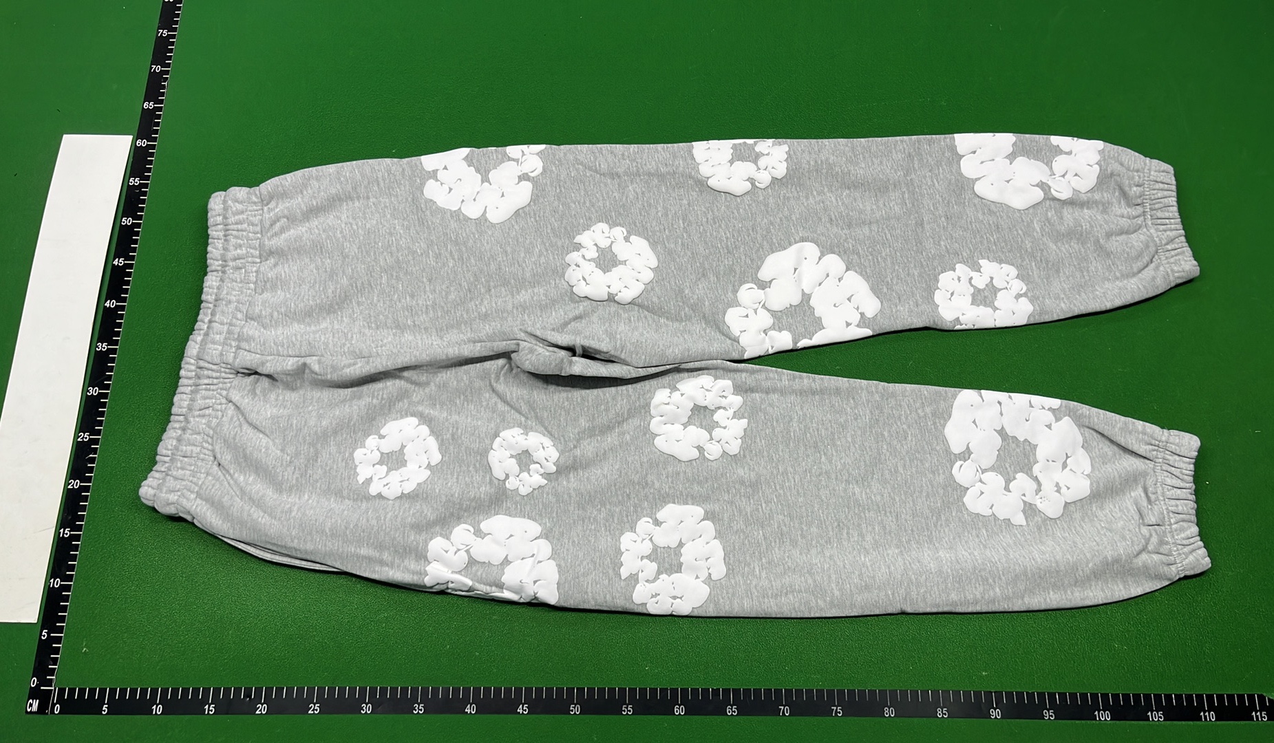 Olive Green Sweatpants with White Hair Scrunchie Print