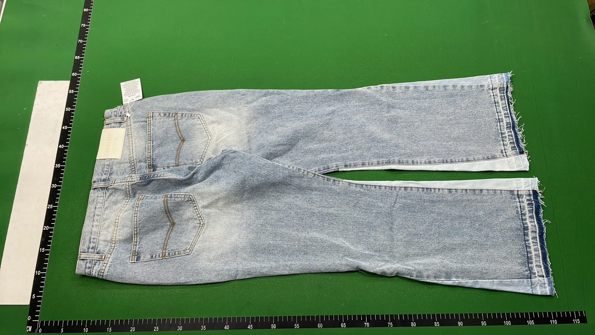 Vintage Patchwork Denim Jeans with Frayed Hem