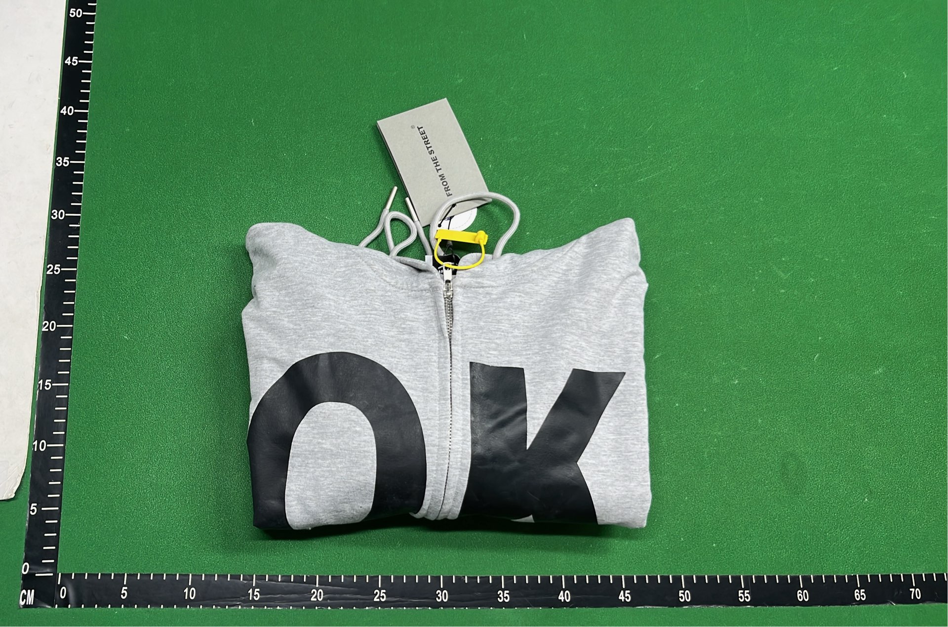 OK Printed Hoodie Zip-Up Sweatshirt Gray Men's Casual Wear