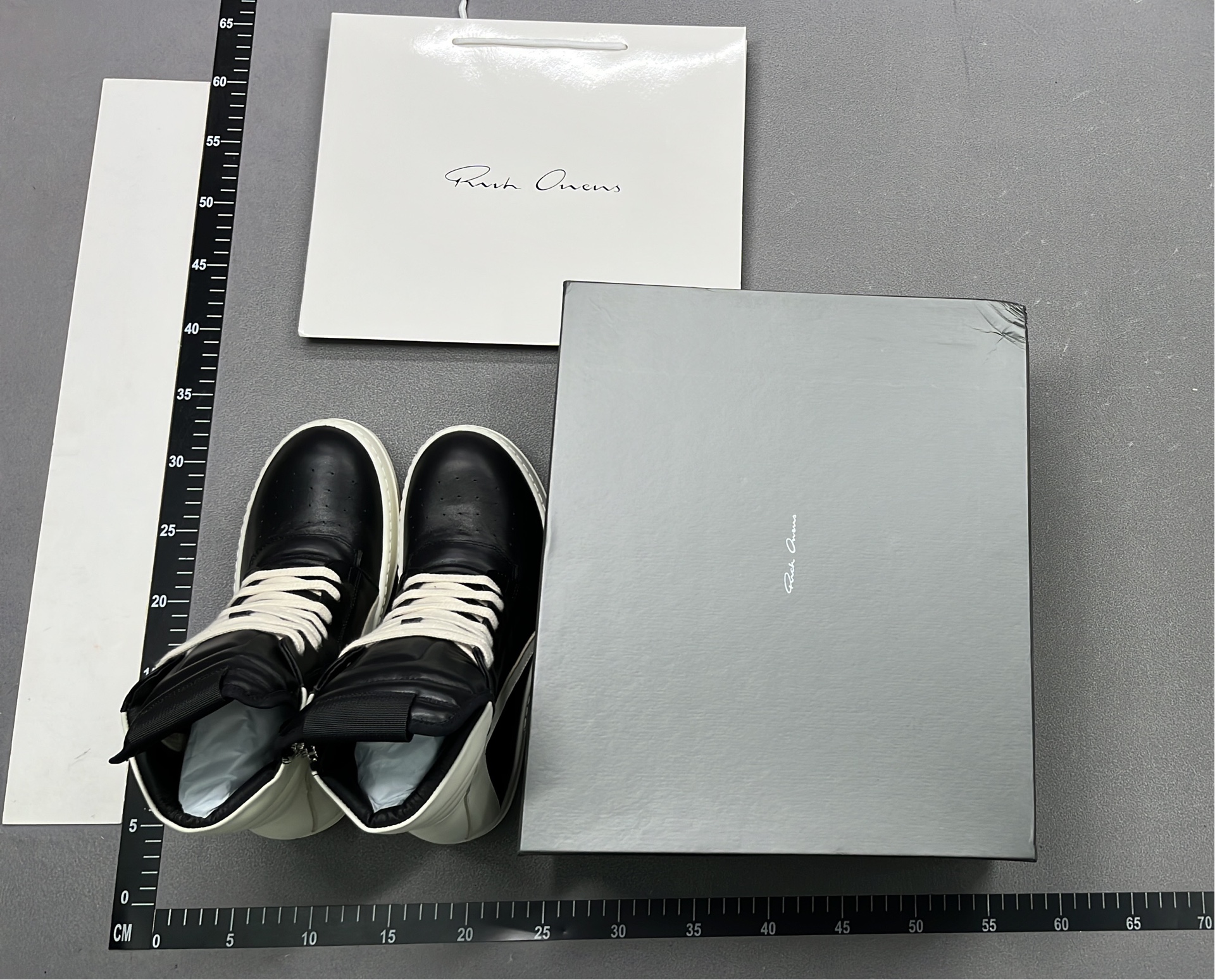 Rick Owens Black High-Top Sneakers with White Accents