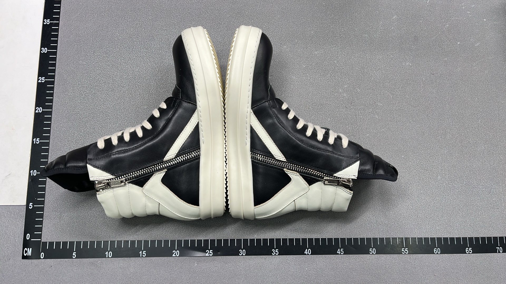 Rick Owens Black High-Top Sneakers with White Accents