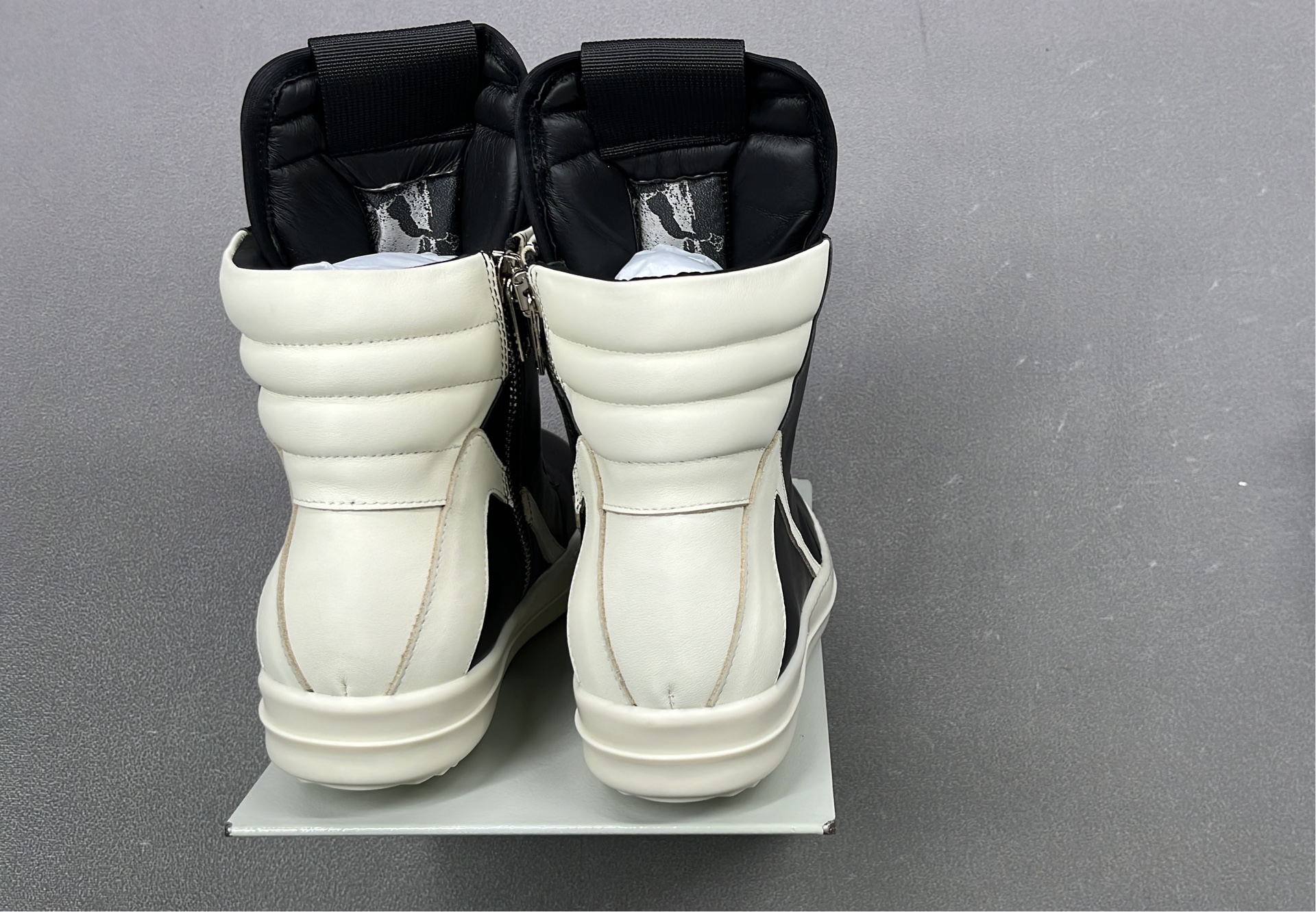 Rick Owens Black High-Top Sneakers with White Accents