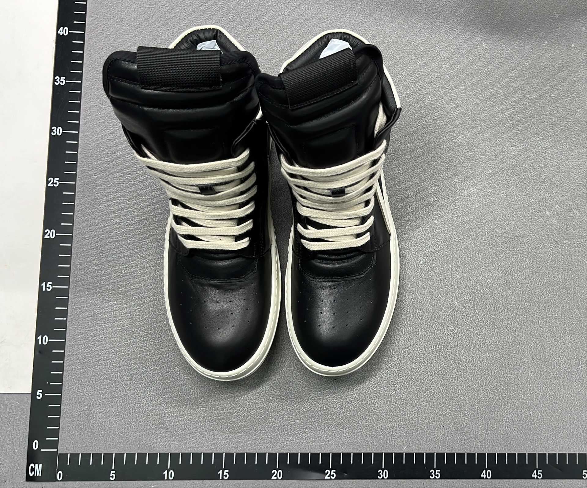Rick Owens Black High-Top Sneakers with White Accents