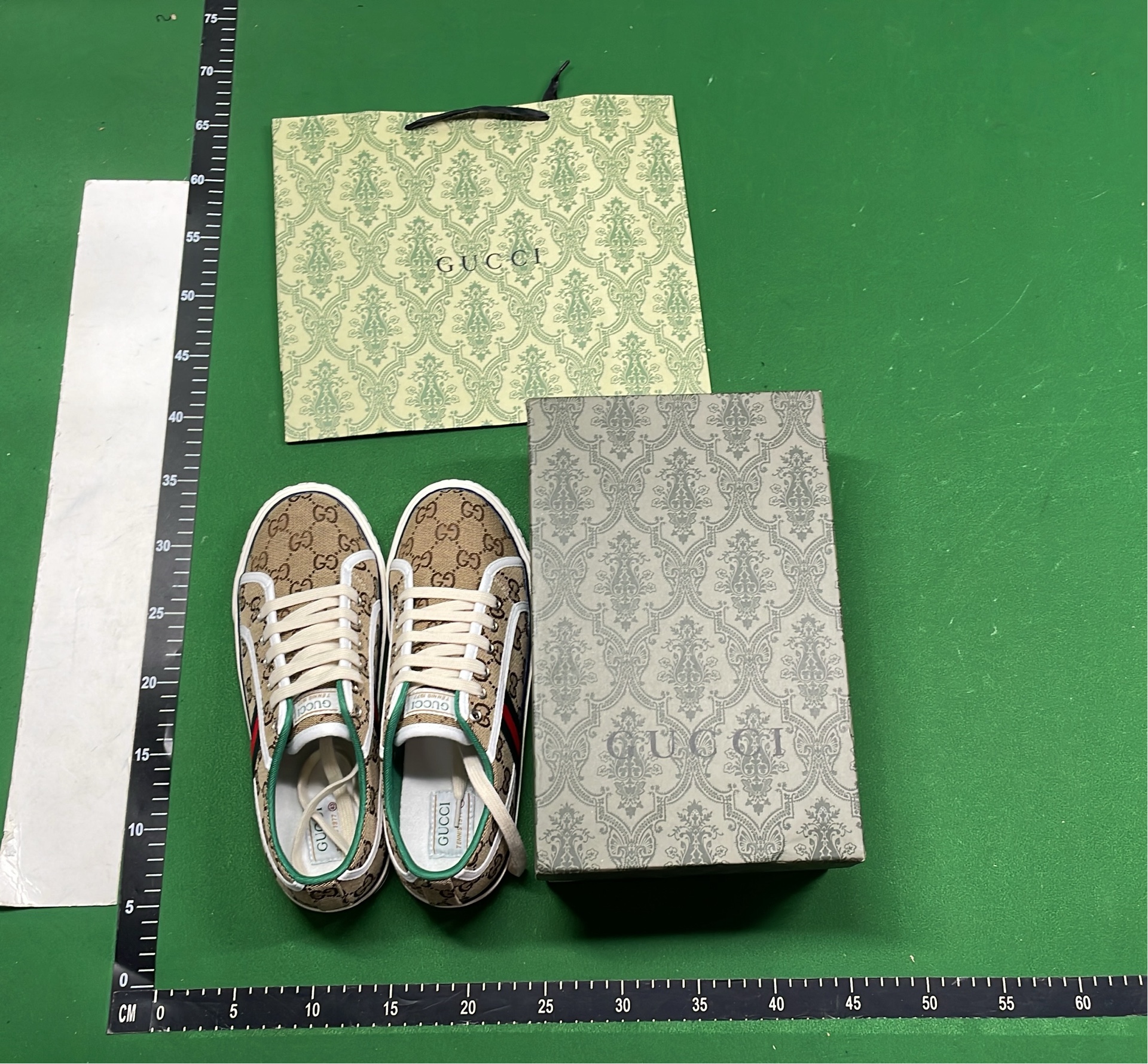 Gucci GG Supreme Canvas Sneakers with Green Trim