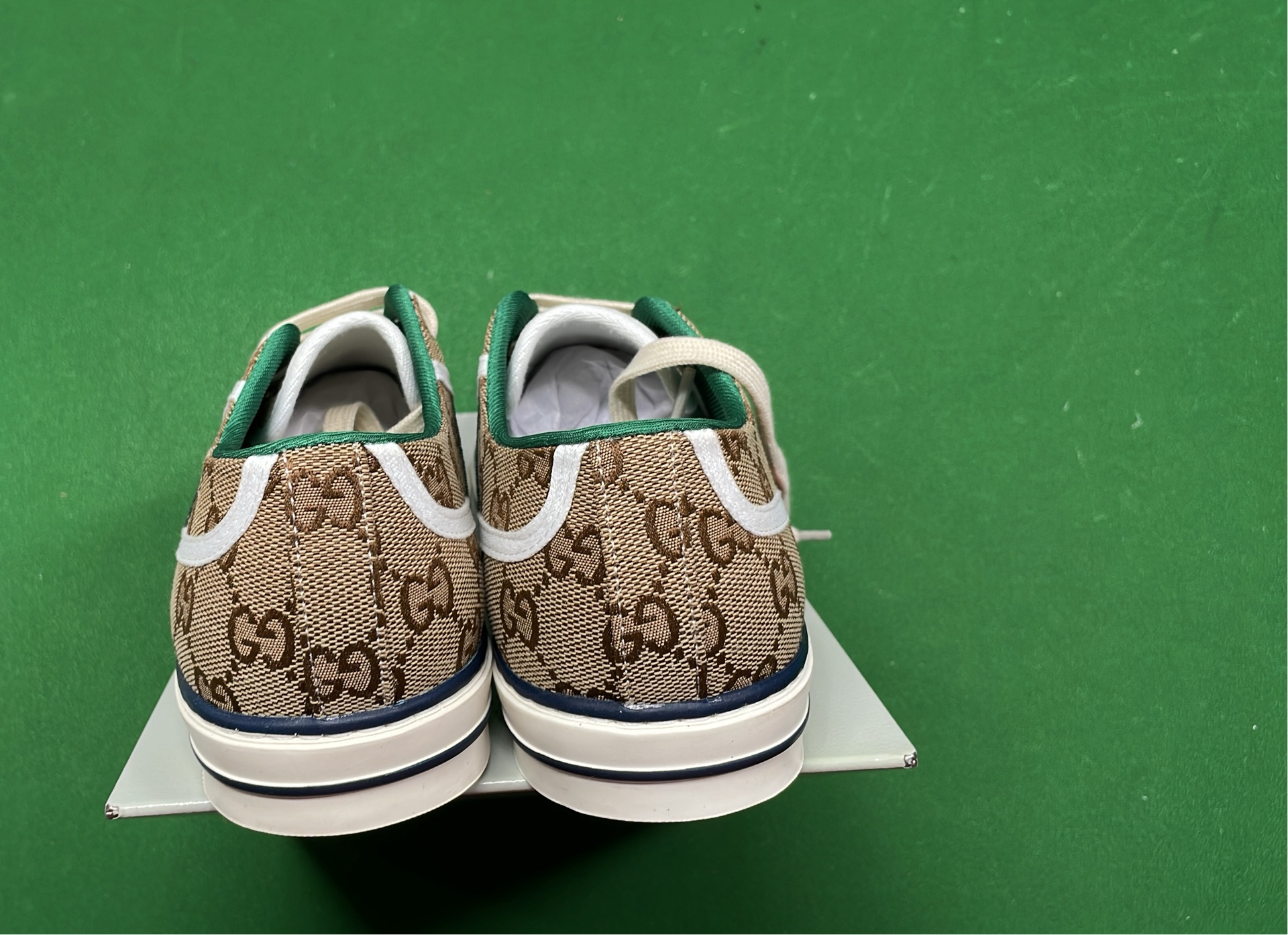 Gucci GG Supreme Canvas Sneakers with Green Trim
