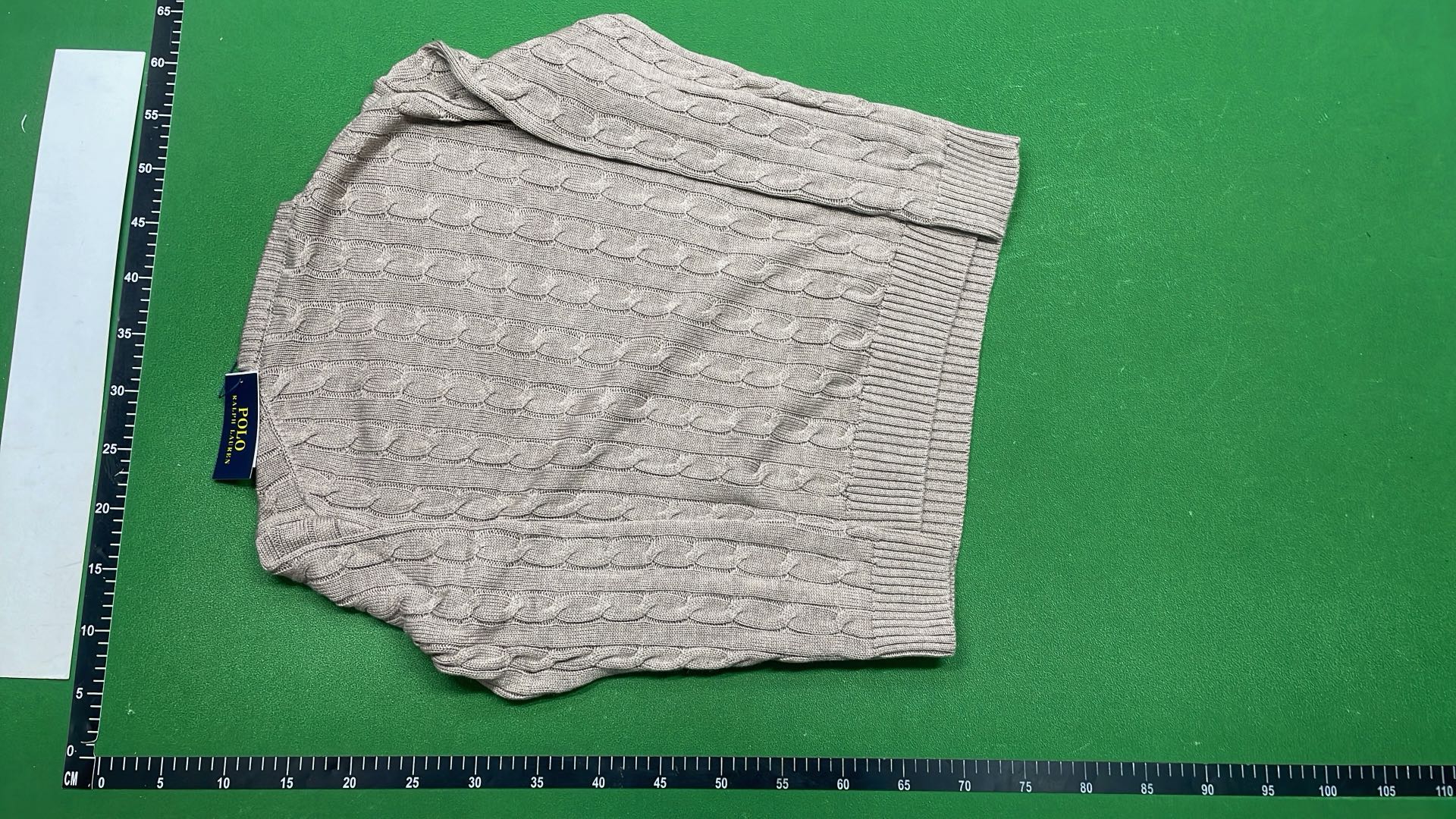 Green Cable Knit Sweater with Pony Logo