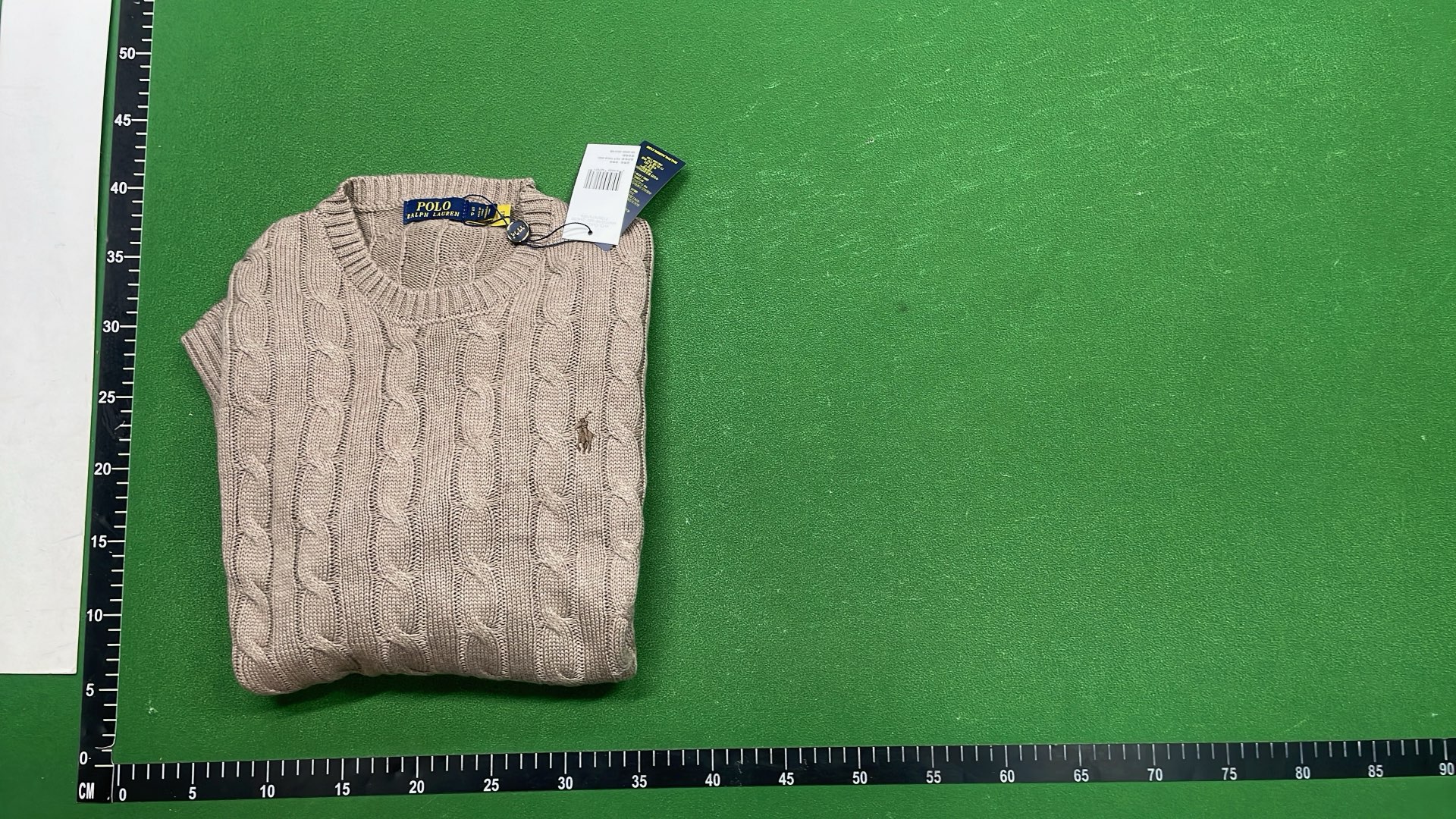 Green Cable Knit Sweater with Pony Logo