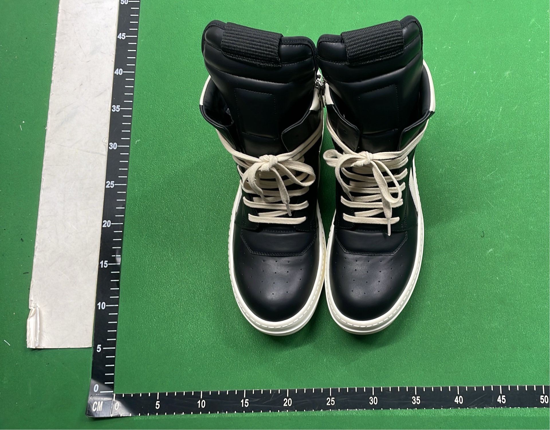 Black High-Top Leather Sneakers with White Toe and Laces