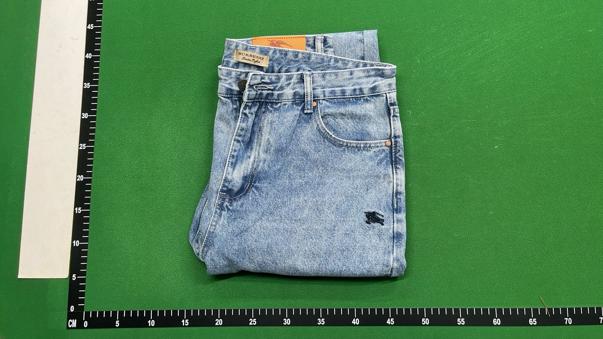 Burberry Light Blue Denim Jeans with Equestrian Knight Logo