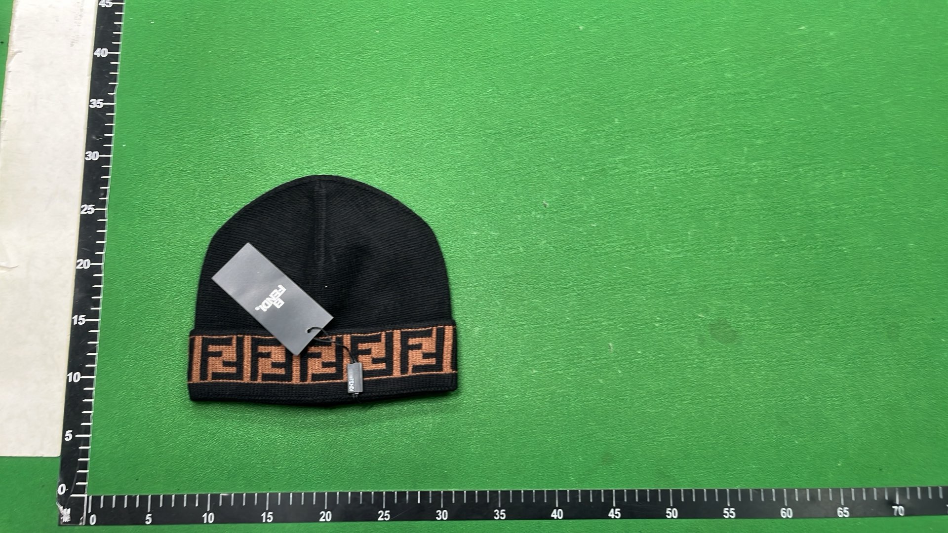 FENDI Logo Knit Beanie Hat - Black and Brown