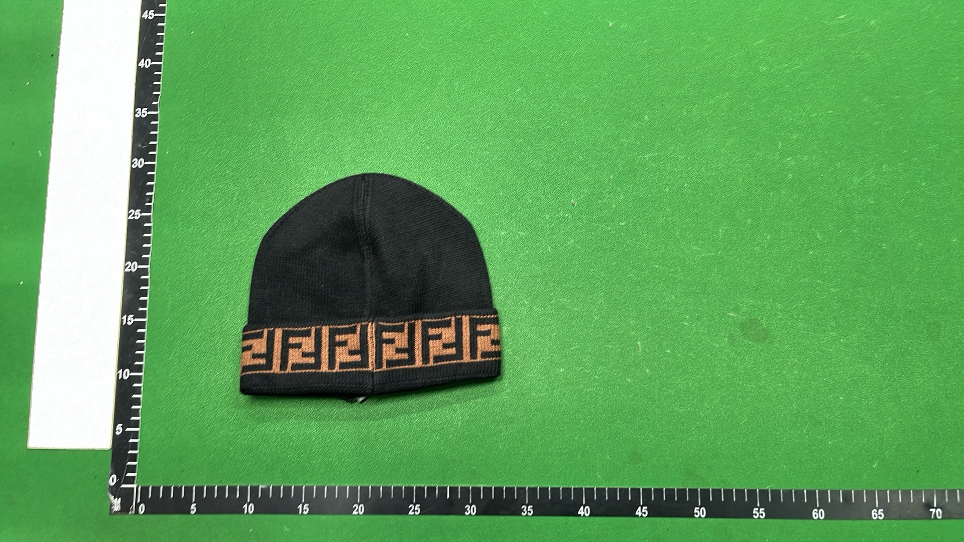 FENDI Logo Knit Beanie Hat - Black and Brown