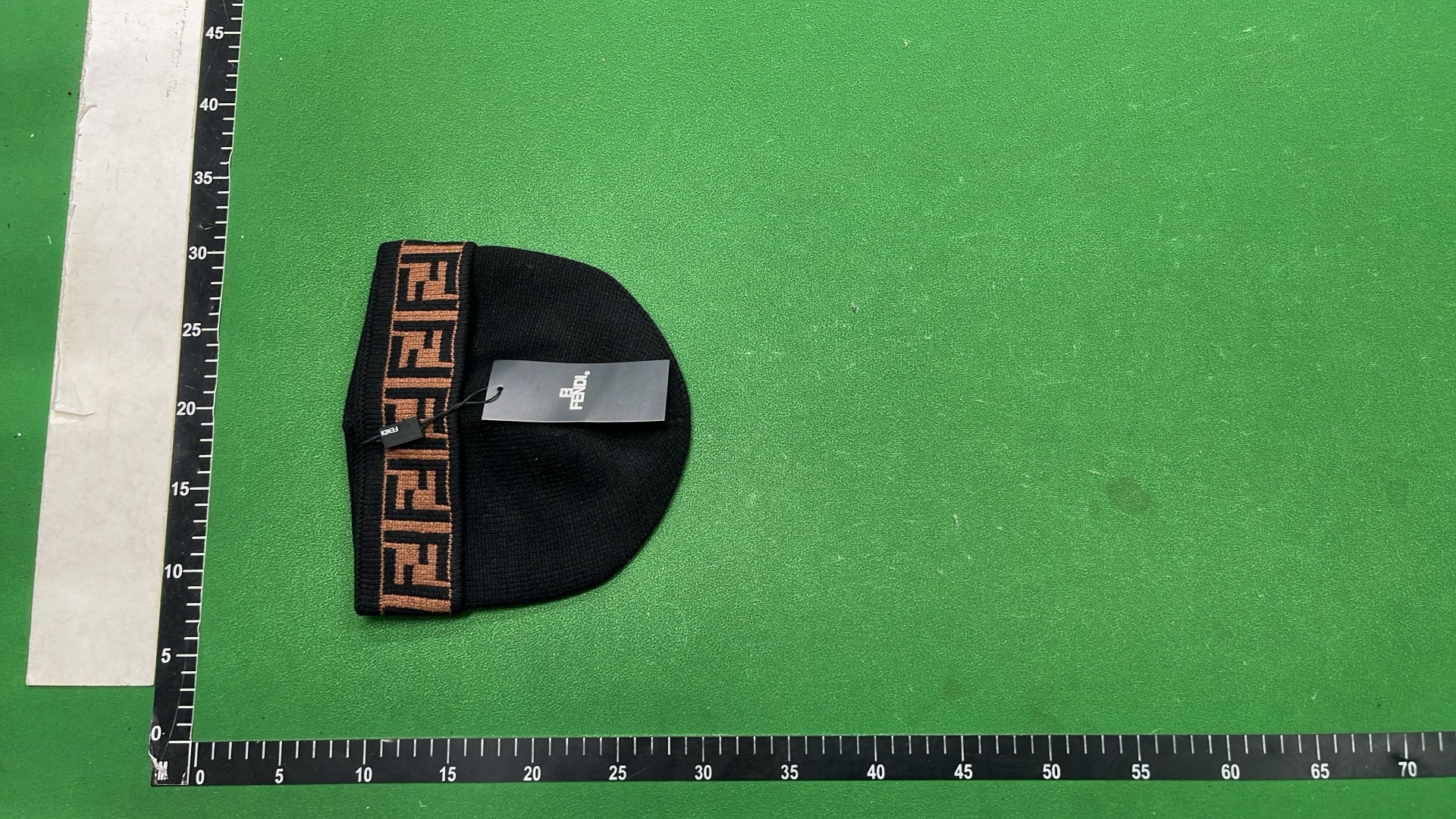 FENDI Logo Knit Beanie Hat - Black and Brown