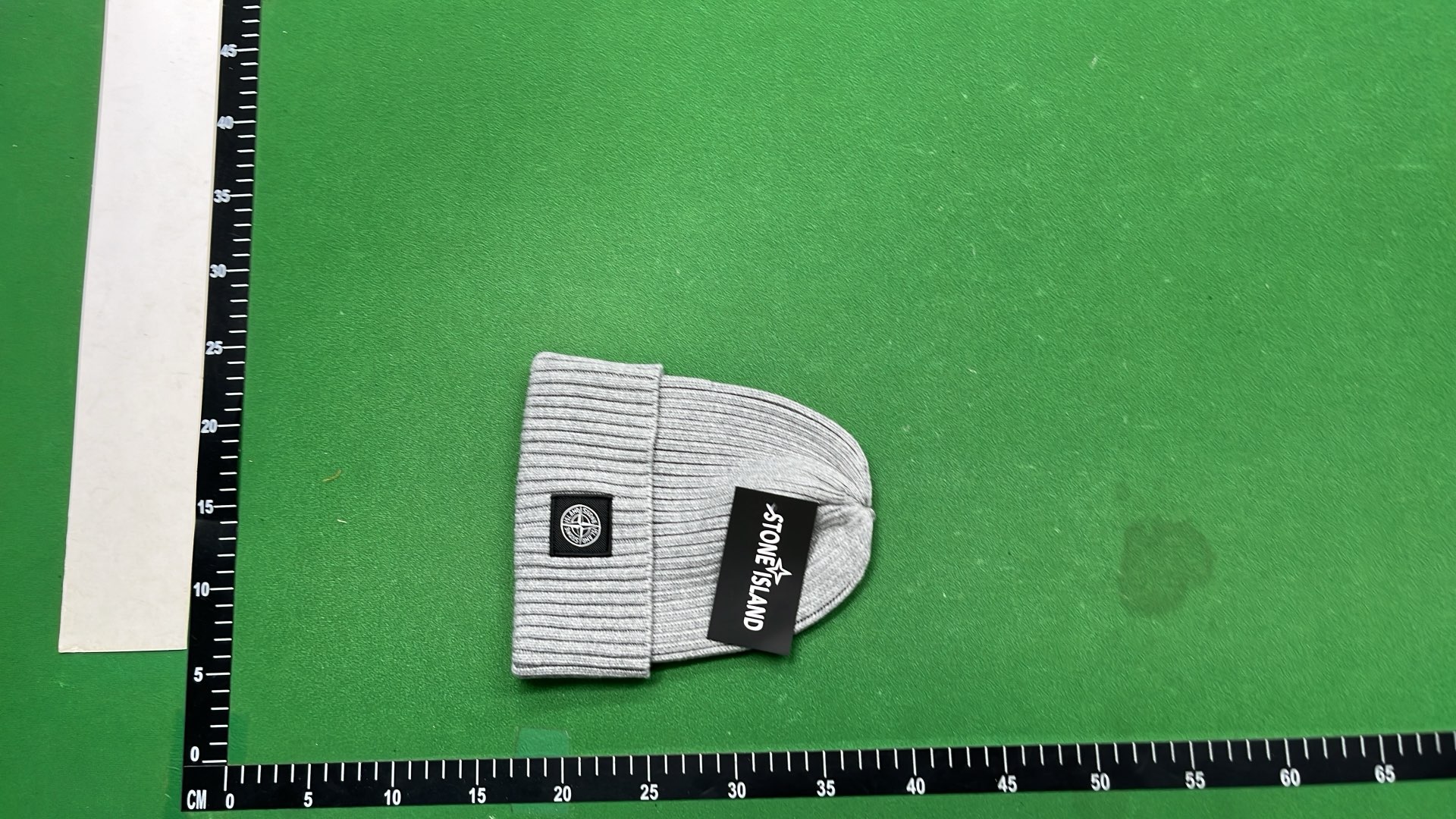 Stone Island Black Ribbed Beanie Hat with Logo Patch