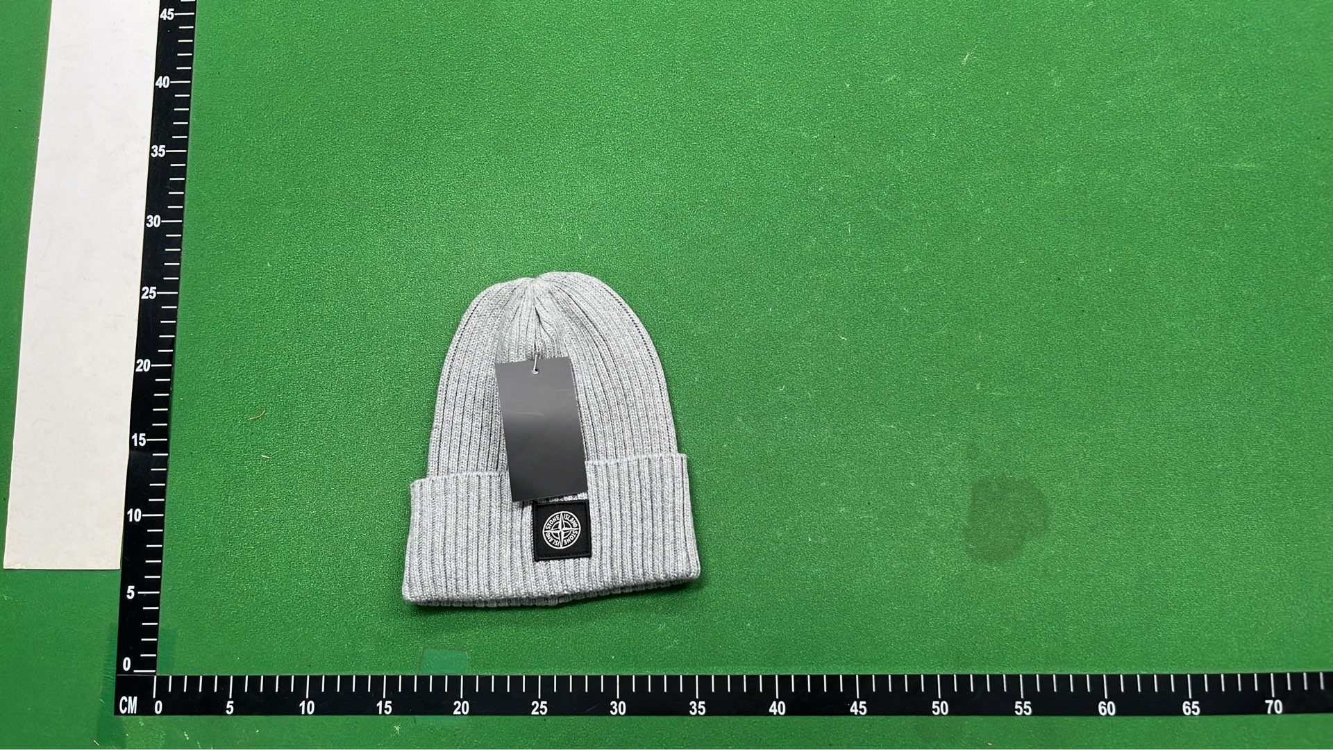 Stone Island Black Ribbed Beanie Hat with Logo Patch