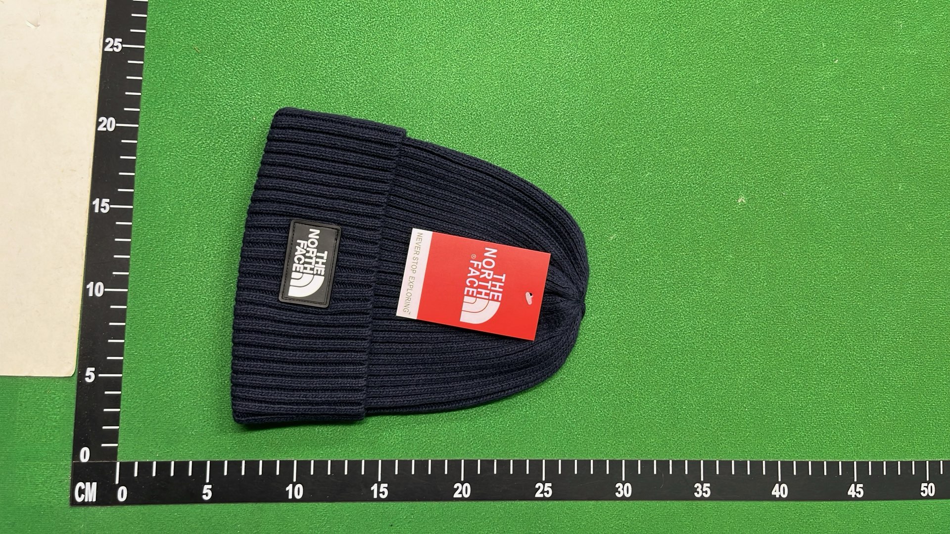 The North Face Black Ribbed Beanie Hat with Logo Patch