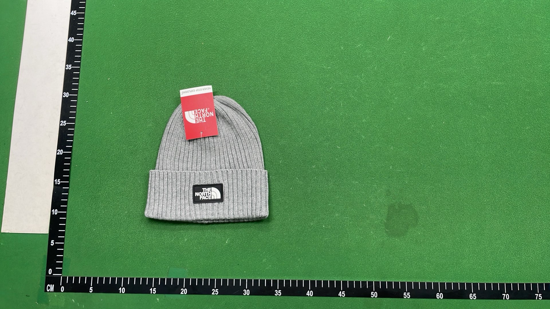 The North Face Black Ribbed Beanie Hat with Logo Patch