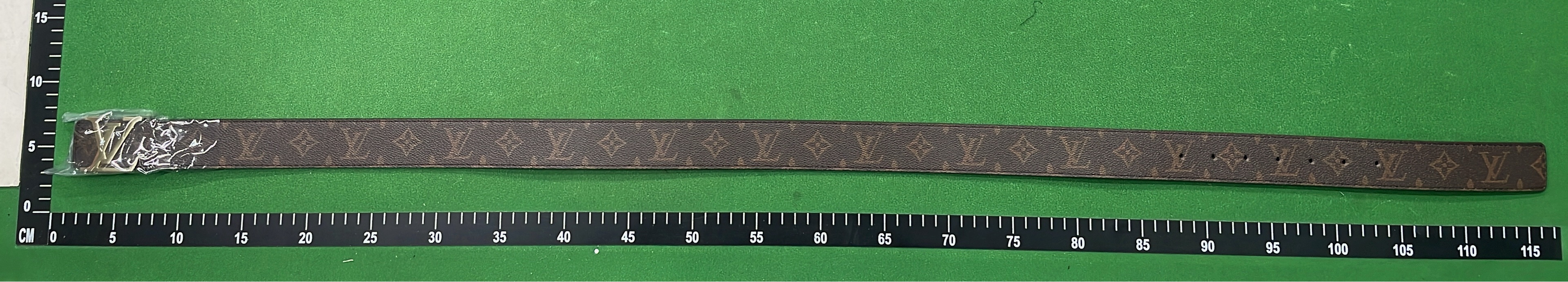 Louis Vuitton Damier Ebene Leather Belt with Gold Buckle