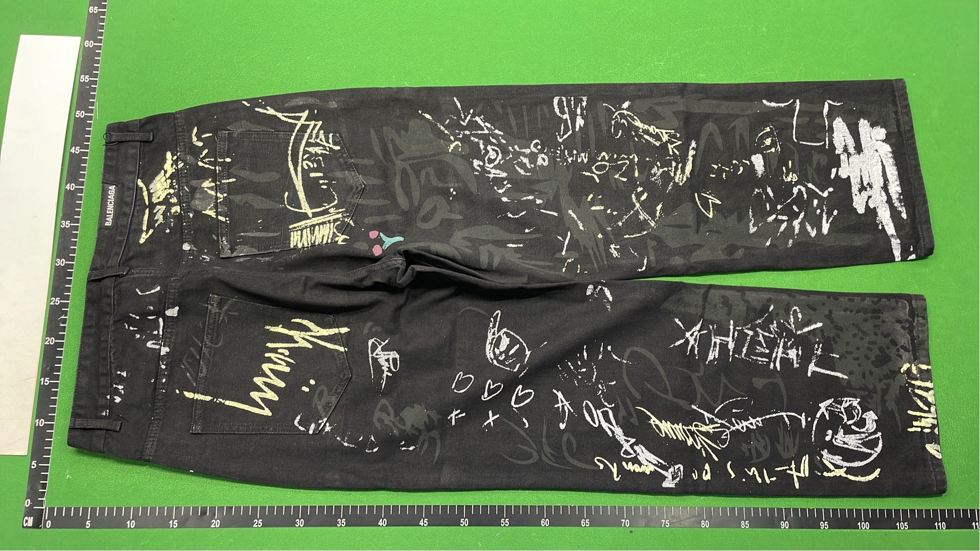 Graffiti Print Black Denim Pants