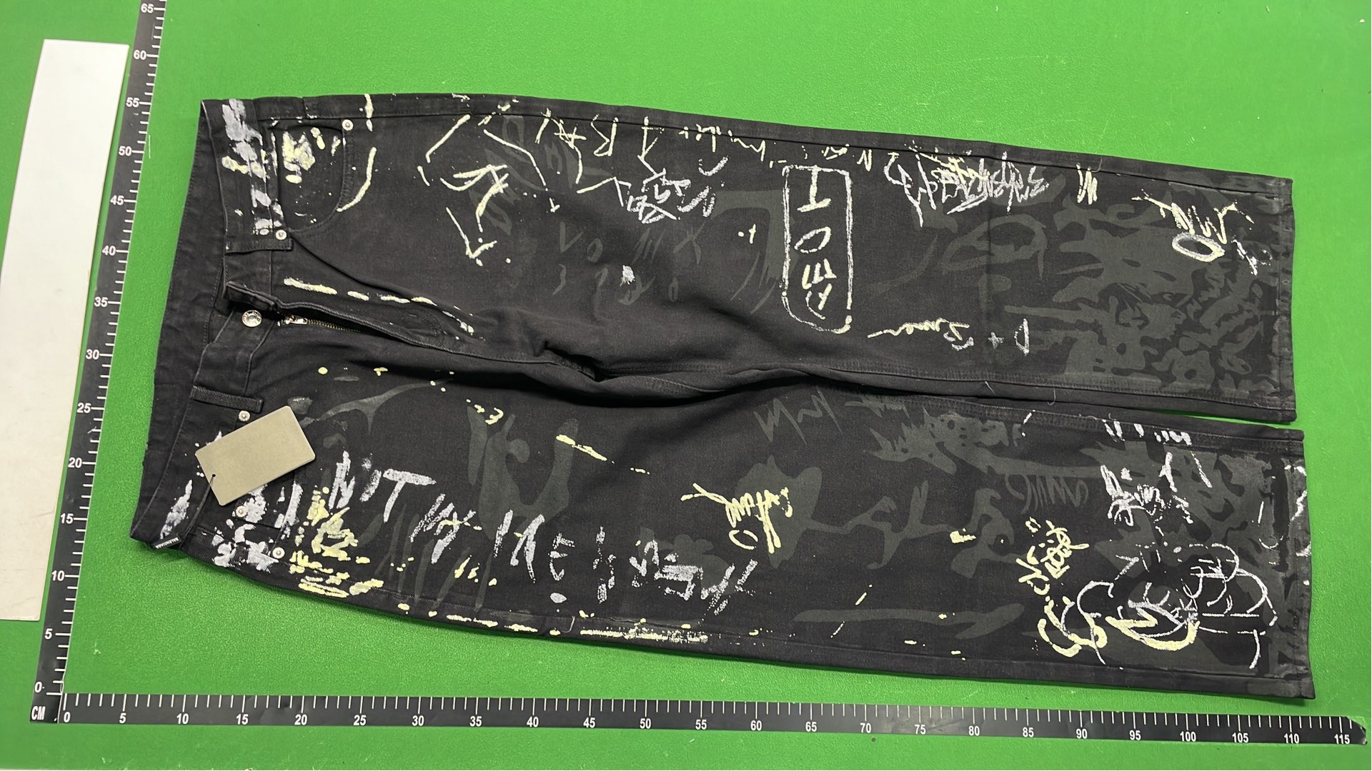 Graffiti Print Black Denim Pants