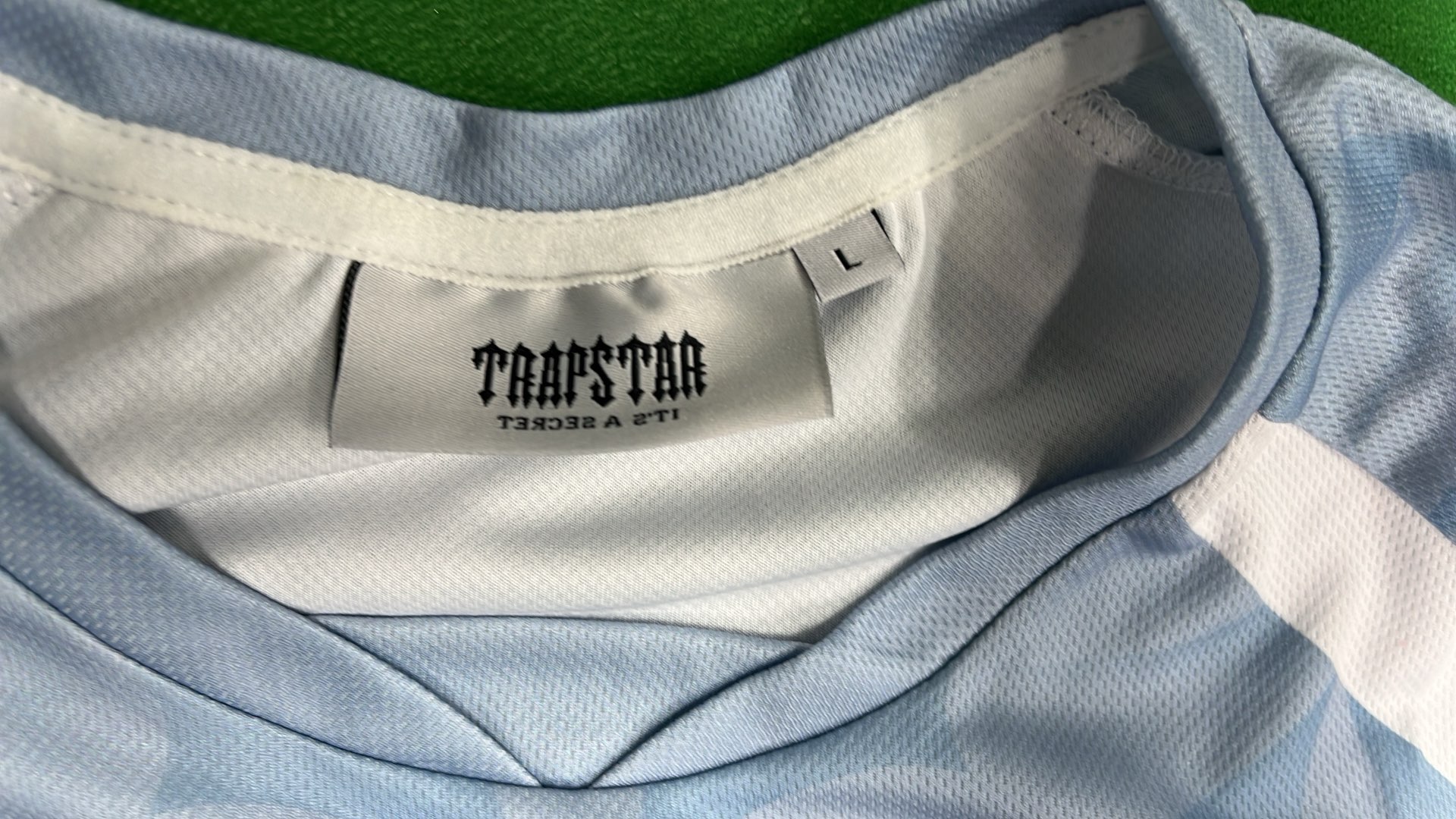 Nike Light Blue Soccer Jersey with Geometric Pattern
