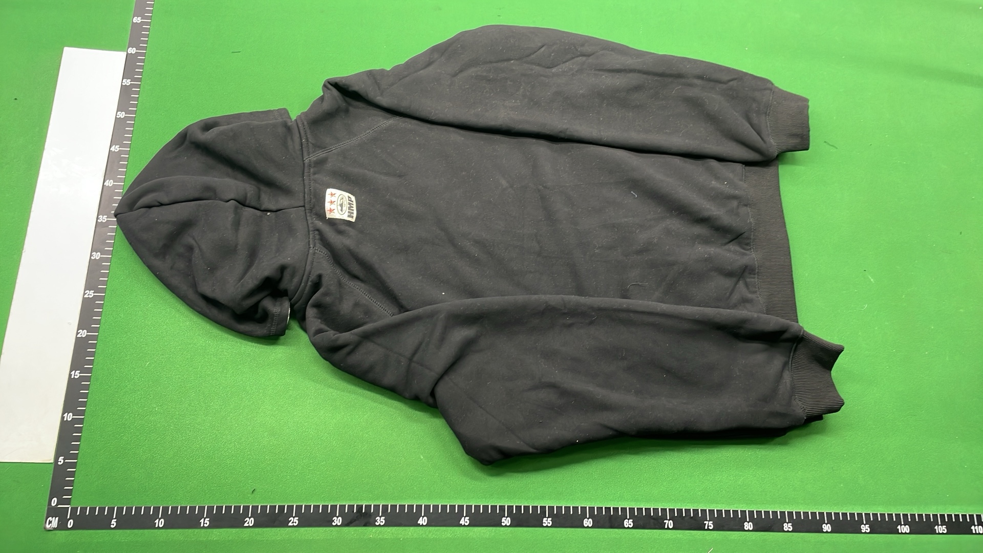 Black Zip-Up Hoodie with White Logo - Streetwear Style